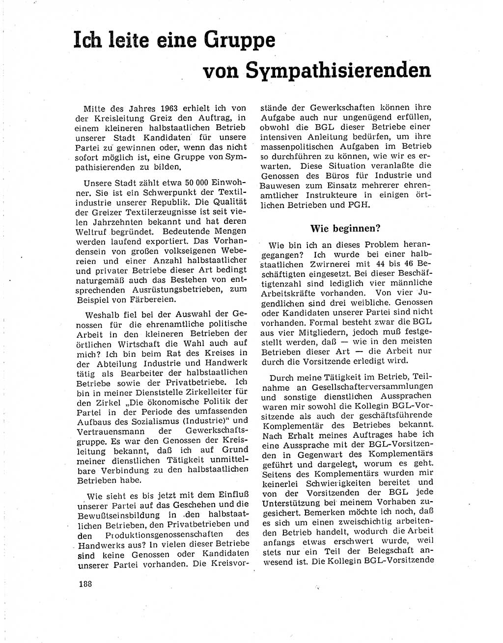 Neuer Weg (NW), Organ des Zentralkomitees (ZK) der SED (Sozialistische Einheitspartei Deutschlands) für Fragen des Parteilebens, 19. Jahrgang [Deutsche Demokratische Republik (DDR)] 1964, Seite 188 (NW ZK SED DDR 1964, S. 188)