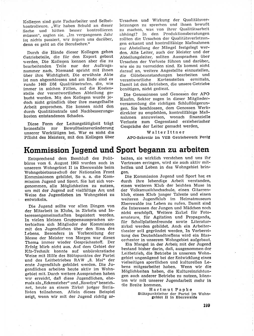 Neuer Weg (NW), Organ des Zentralkomitees (ZK) der SED (Sozialistische Einheitspartei Deutschlands) für Fragen des Parteilebens, 19. Jahrgang [Deutsche Demokratische Republik (DDR)] 1964, Seite 199 (NW ZK SED DDR 1964, S. 199)