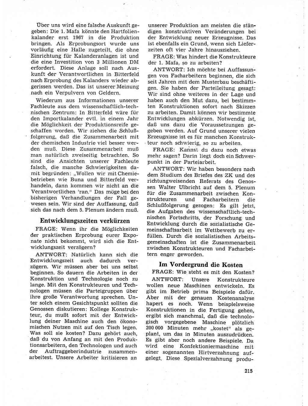 Neuer Weg (NW), Organ des Zentralkomitees (ZK) der SED (Sozialistische Einheitspartei Deutschlands) für Fragen des Parteilebens, 19. Jahrgang [Deutsche Demokratische Republik (DDR)] 1964, Seite 215 (NW ZK SED DDR 1964, S. 215)