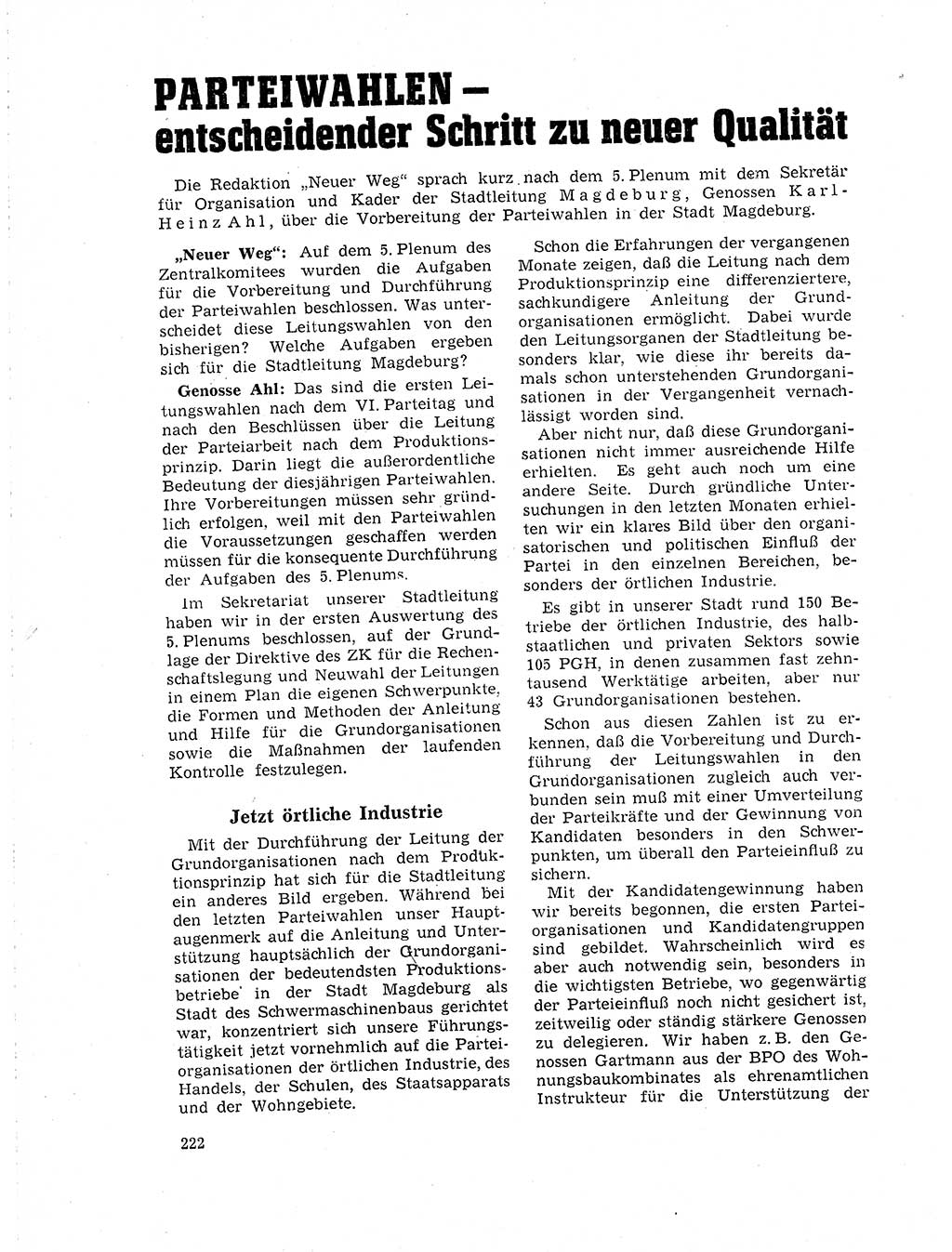 Neuer Weg (NW), Organ des Zentralkomitees (ZK) der SED (Sozialistische Einheitspartei Deutschlands) für Fragen des Parteilebens, 19. Jahrgang [Deutsche Demokratische Republik (DDR)] 1964, Seite 222 (NW ZK SED DDR 1964, S. 222)