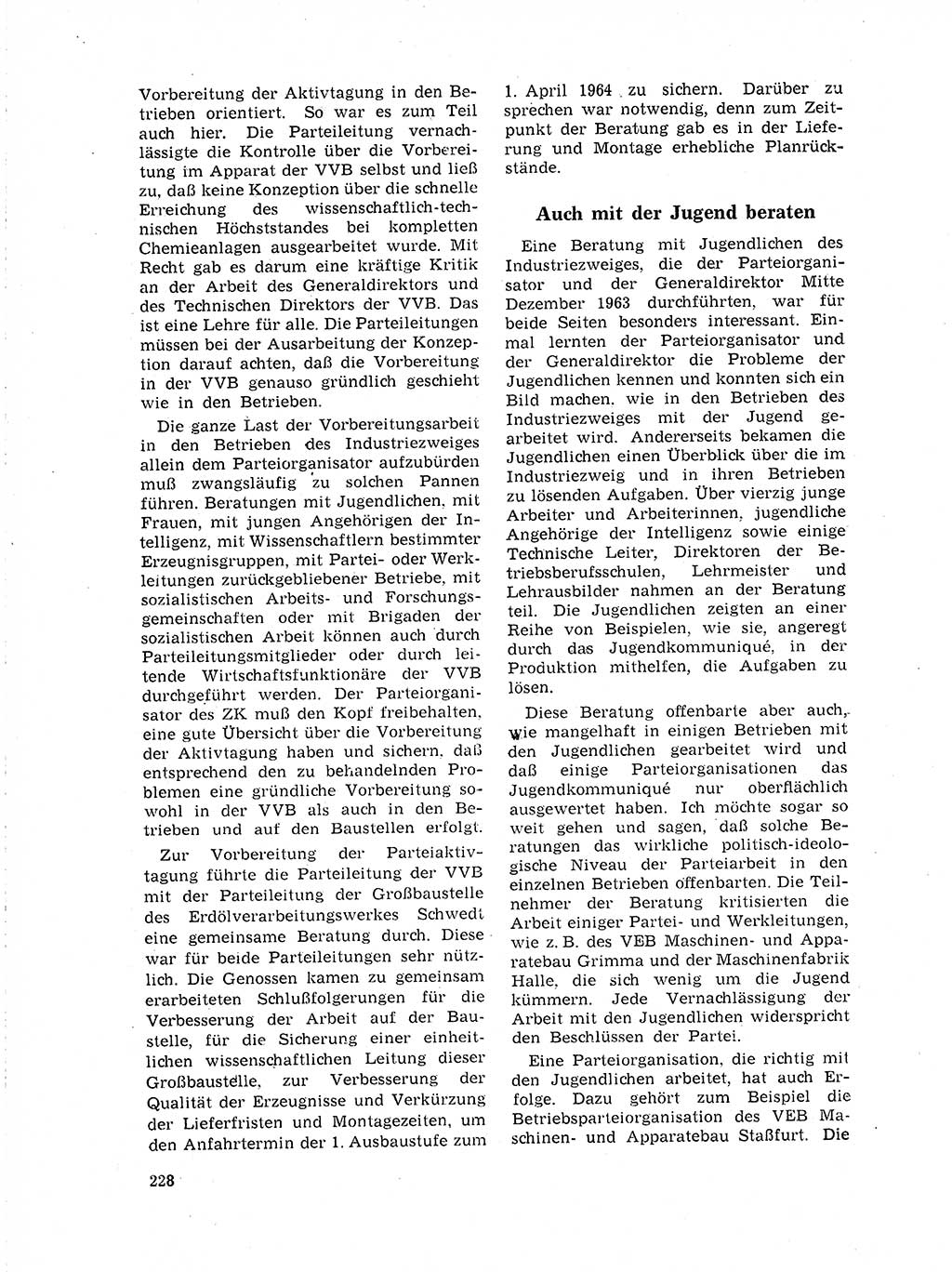 Neuer Weg (NW), Organ des Zentralkomitees (ZK) der SED (Sozialistische Einheitspartei Deutschlands) für Fragen des Parteilebens, 19. Jahrgang [Deutsche Demokratische Republik (DDR)] 1964, Seite 228 (NW ZK SED DDR 1964, S. 228)