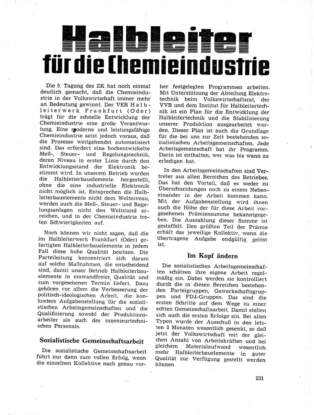 Neuer Weg (NW), Organ des Zentralkomitees (ZK) der SED (Sozialistische Einheitspartei Deutschlands) für Fragen des Parteilebens, 19. Jahrgang [Deutsche Demokratische Republik (DDR)] 1964, Seite 231 (NW ZK SED DDR 1964, S. 231)