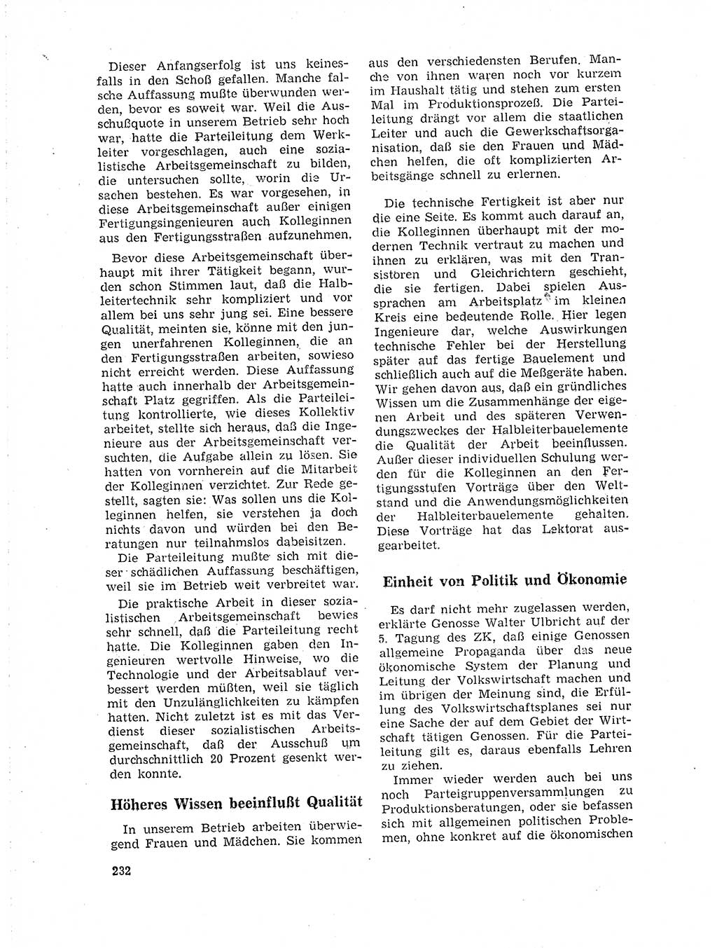 Neuer Weg (NW), Organ des Zentralkomitees (ZK) der SED (Sozialistische Einheitspartei Deutschlands) für Fragen des Parteilebens, 19. Jahrgang [Deutsche Demokratische Republik (DDR)] 1964, Seite 232 (NW ZK SED DDR 1964, S. 232)