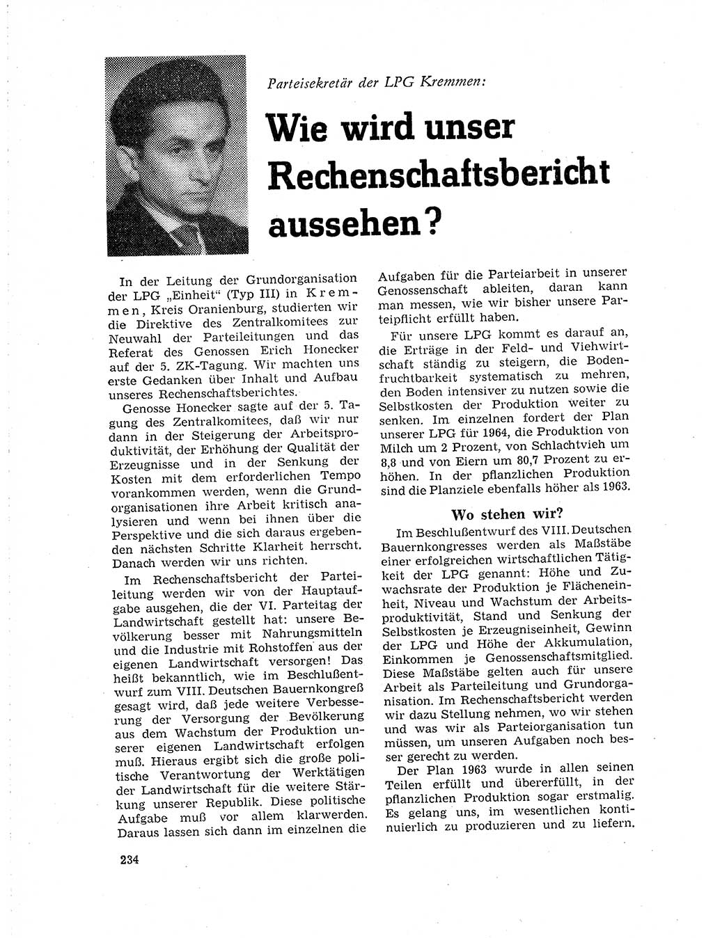 Neuer Weg (NW), Organ des Zentralkomitees (ZK) der SED (Sozialistische Einheitspartei Deutschlands) für Fragen des Parteilebens, 19. Jahrgang [Deutsche Demokratische Republik (DDR)] 1964, Seite 234 (NW ZK SED DDR 1964, S. 234)