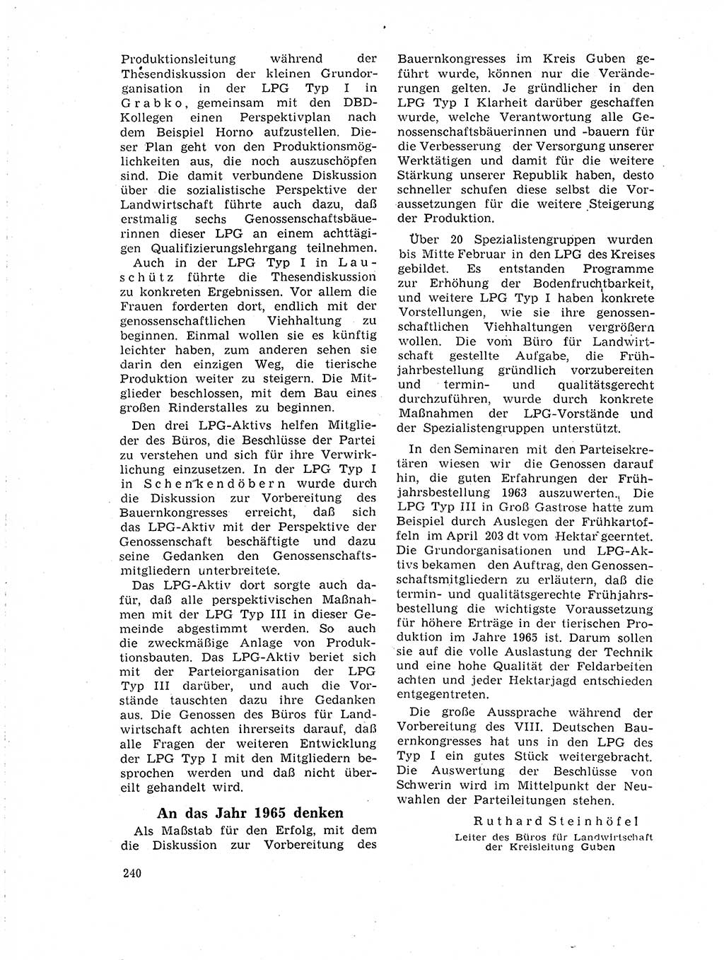 Neuer Weg (NW), Organ des Zentralkomitees (ZK) der SED (Sozialistische Einheitspartei Deutschlands) für Fragen des Parteilebens, 19. Jahrgang [Deutsche Demokratische Republik (DDR)] 1964, Seite 240 (NW ZK SED DDR 1964, S. 240)