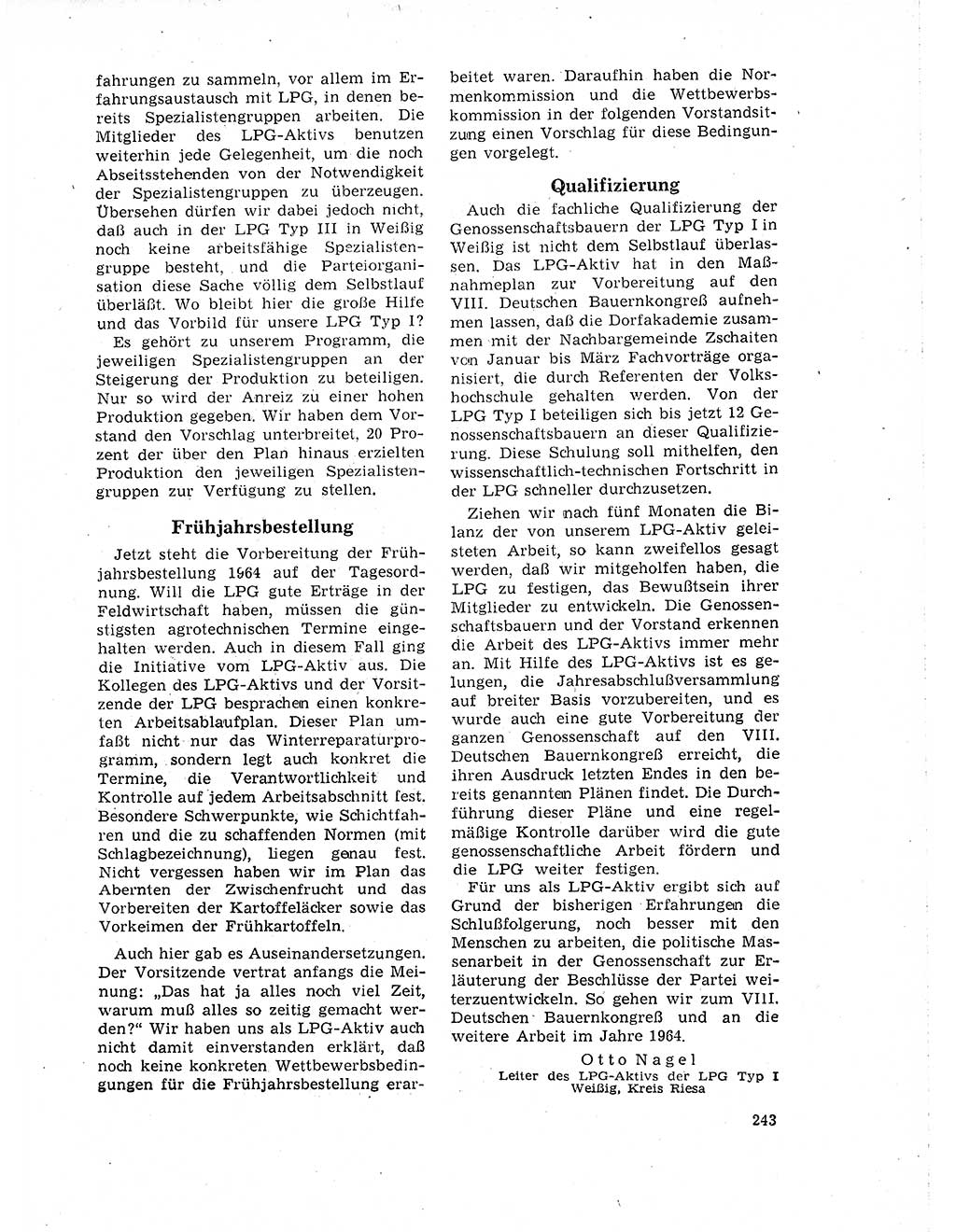 Neuer Weg (NW), Organ des Zentralkomitees (ZK) der SED (Sozialistische Einheitspartei Deutschlands) für Fragen des Parteilebens, 19. Jahrgang [Deutsche Demokratische Republik (DDR)] 1964, Seite 243 (NW ZK SED DDR 1964, S. 243)