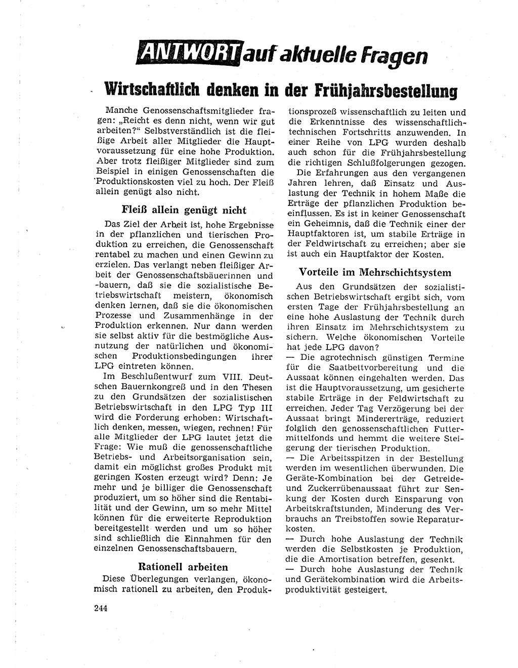 Neuer Weg (NW), Organ des Zentralkomitees (ZK) der SED (Sozialistische Einheitspartei Deutschlands) für Fragen des Parteilebens, 19. Jahrgang [Deutsche Demokratische Republik (DDR)] 1964, Seite 244 (NW ZK SED DDR 1964, S. 244)