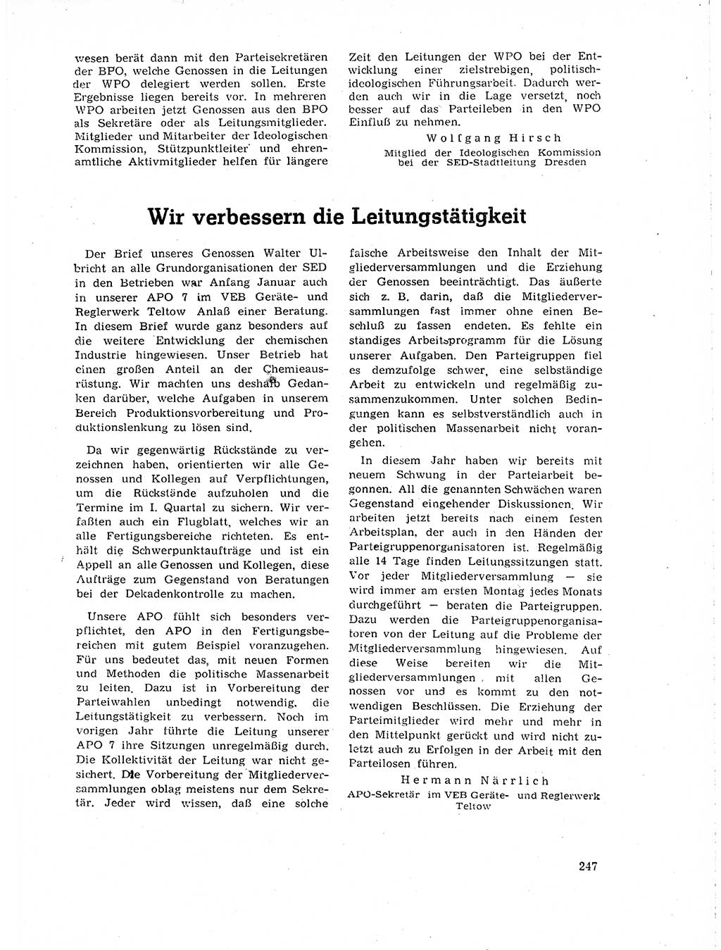 Neuer Weg (NW), Organ des Zentralkomitees (ZK) der SED (Sozialistische Einheitspartei Deutschlands) für Fragen des Parteilebens, 19. Jahrgang [Deutsche Demokratische Republik (DDR)] 1964, Seite 247 (NW ZK SED DDR 1964, S. 247)