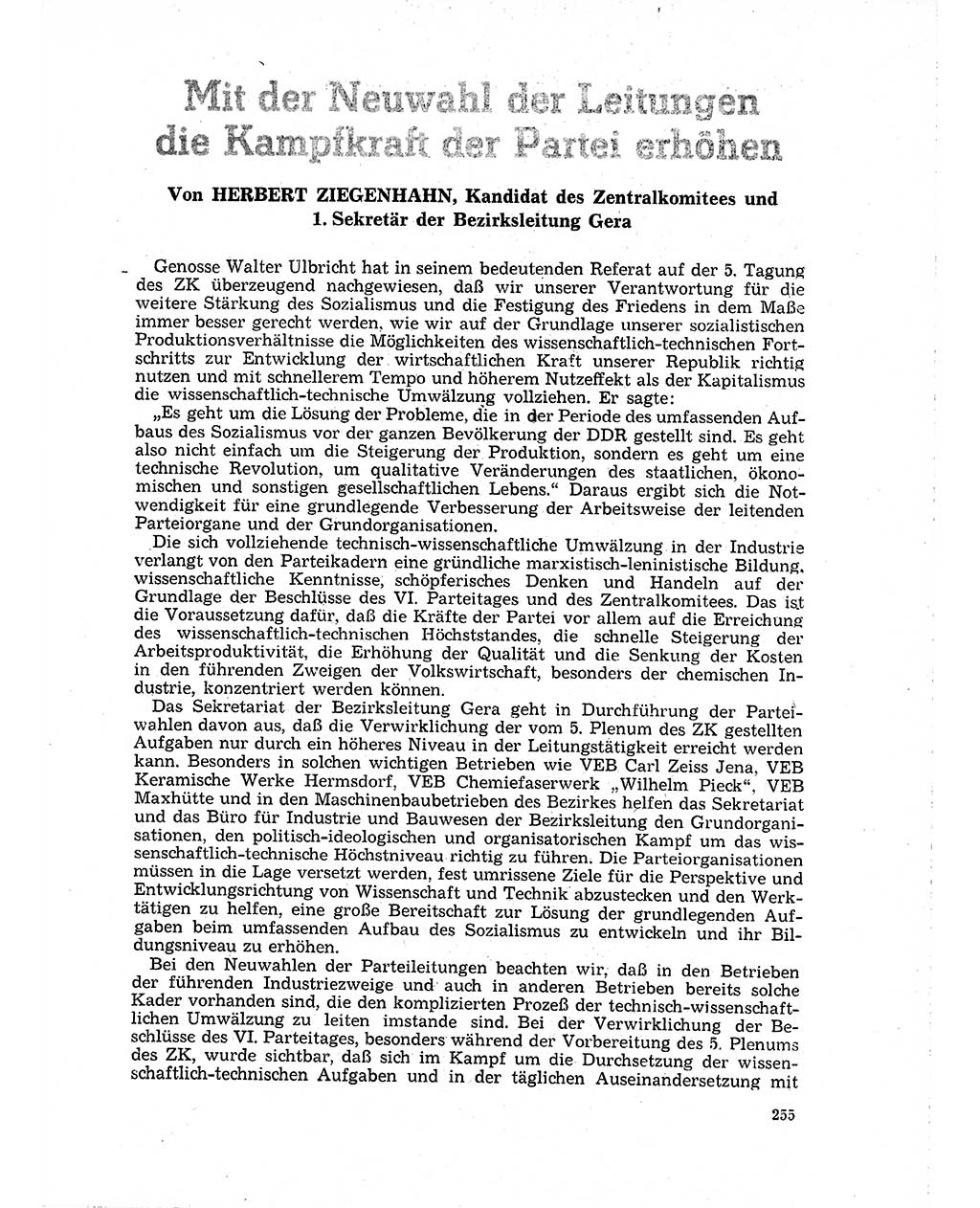 Neuer Weg (NW), Organ des Zentralkomitees (ZK) der SED (Sozialistische Einheitspartei Deutschlands) für Fragen des Parteilebens, 19. Jahrgang [Deutsche Demokratische Republik (DDR)] 1964, Seite 255 (NW ZK SED DDR 1964, S. 255)