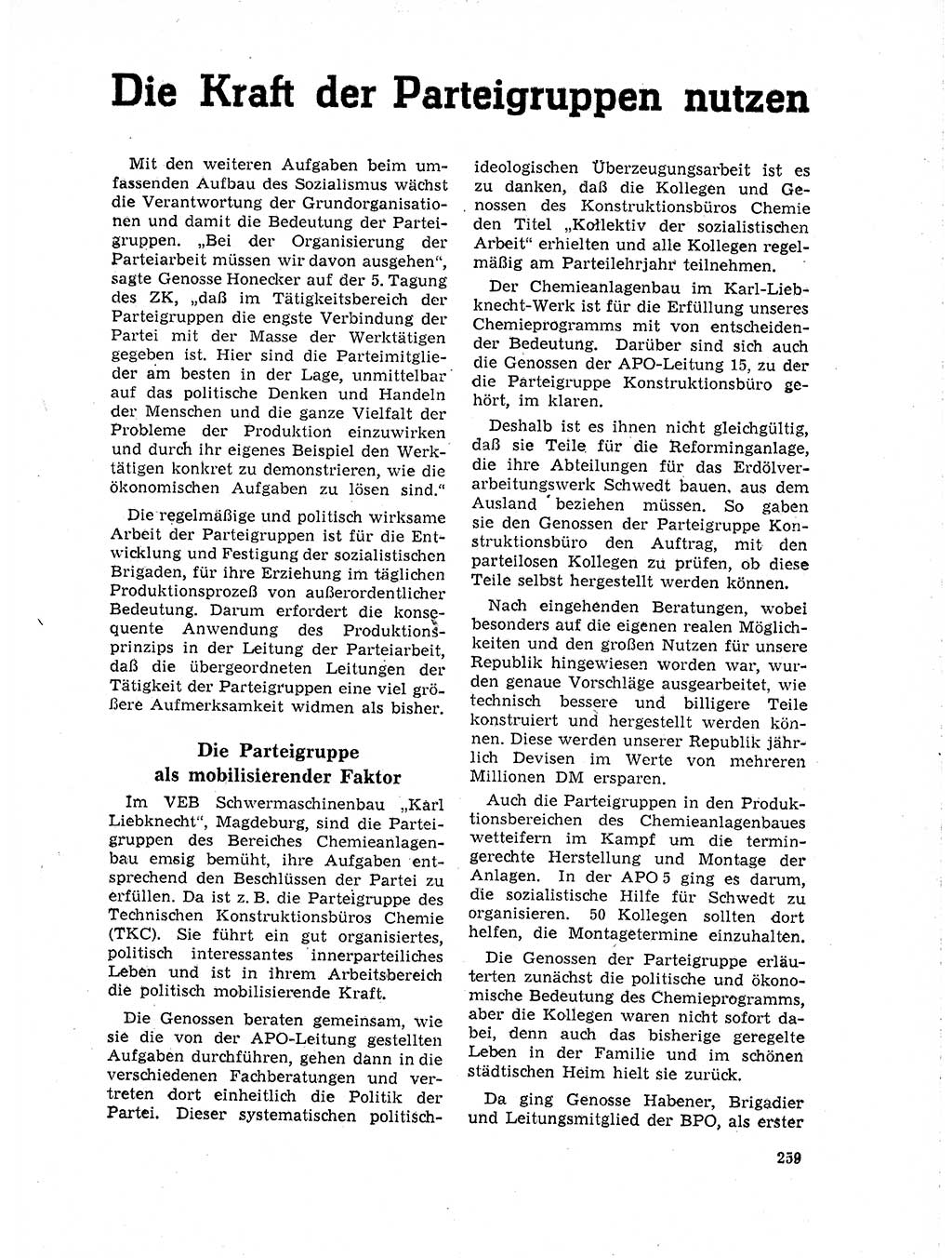 Neuer Weg (NW), Organ des Zentralkomitees (ZK) der SED (Sozialistische Einheitspartei Deutschlands) für Fragen des Parteilebens, 19. Jahrgang [Deutsche Demokratische Republik (DDR)] 1964, Seite 259 (NW ZK SED DDR 1964, S. 259)