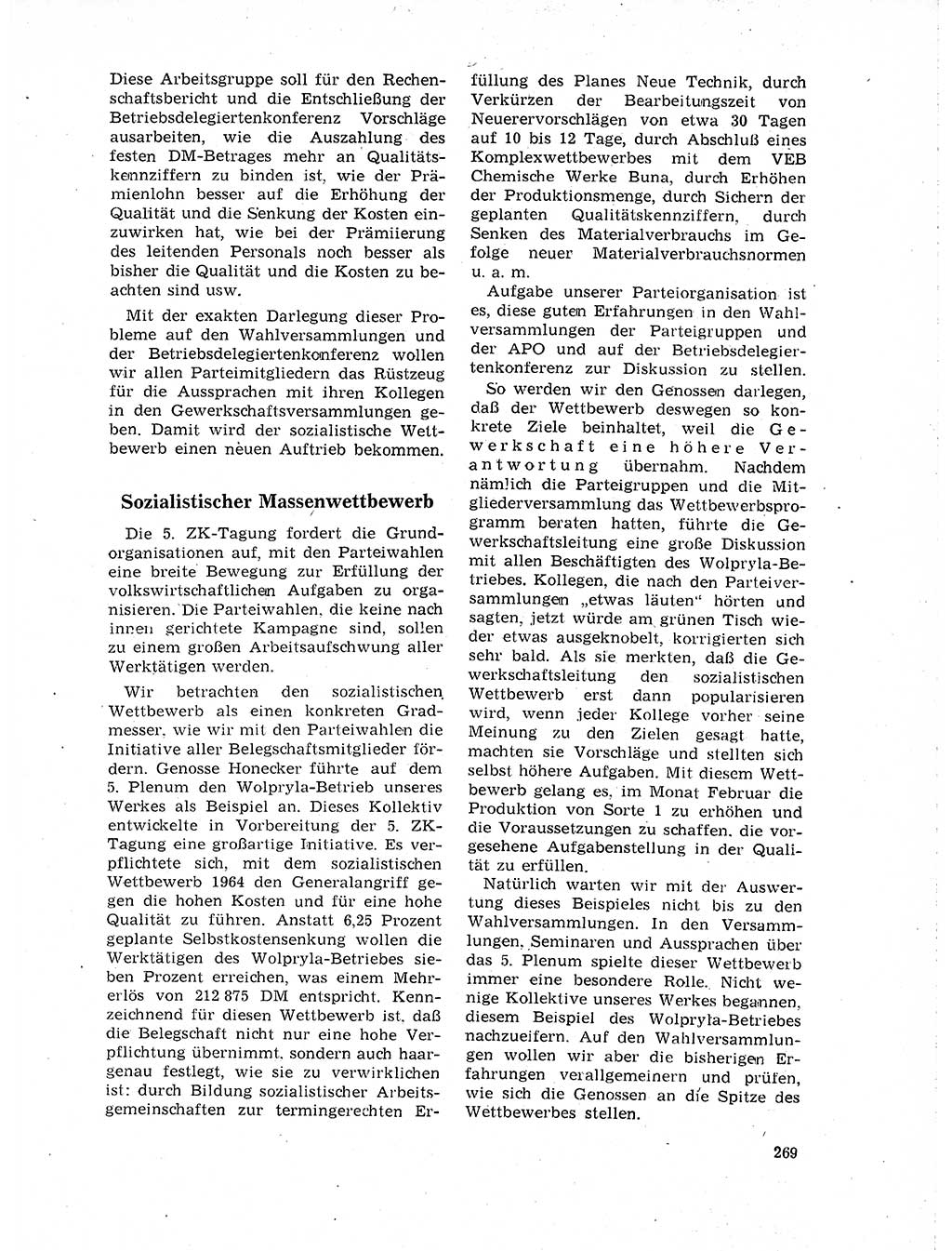 Neuer Weg (NW), Organ des Zentralkomitees (ZK) der SED (Sozialistische Einheitspartei Deutschlands) für Fragen des Parteilebens, 19. Jahrgang [Deutsche Demokratische Republik (DDR)] 1964, Seite 269 (NW ZK SED DDR 1964, S. 269)