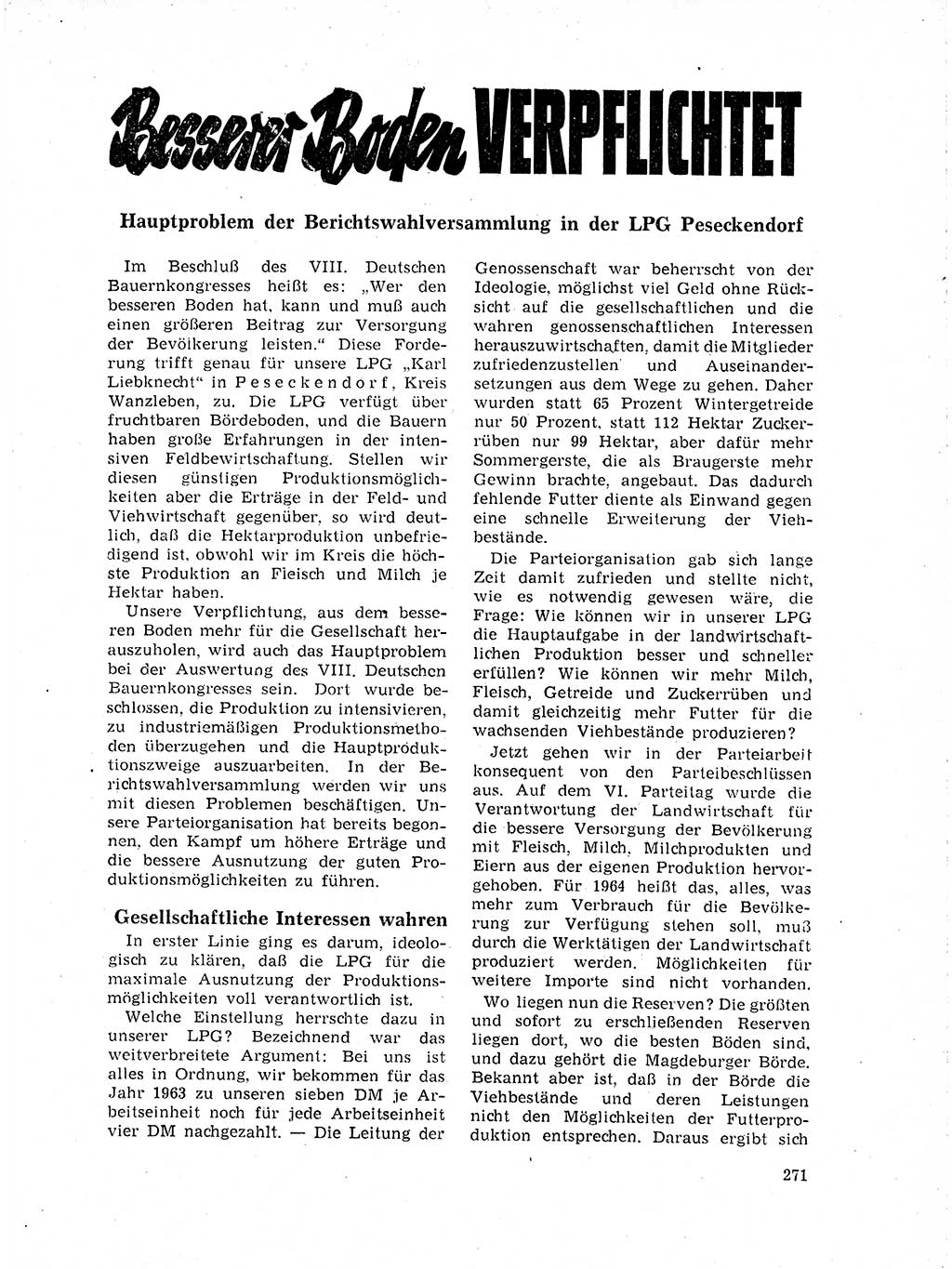 Neuer Weg (NW), Organ des Zentralkomitees (ZK) der SED (Sozialistische Einheitspartei Deutschlands) für Fragen des Parteilebens, 19. Jahrgang [Deutsche Demokratische Republik (DDR)] 1964, Seite 271 (NW ZK SED DDR 1964, S. 271)