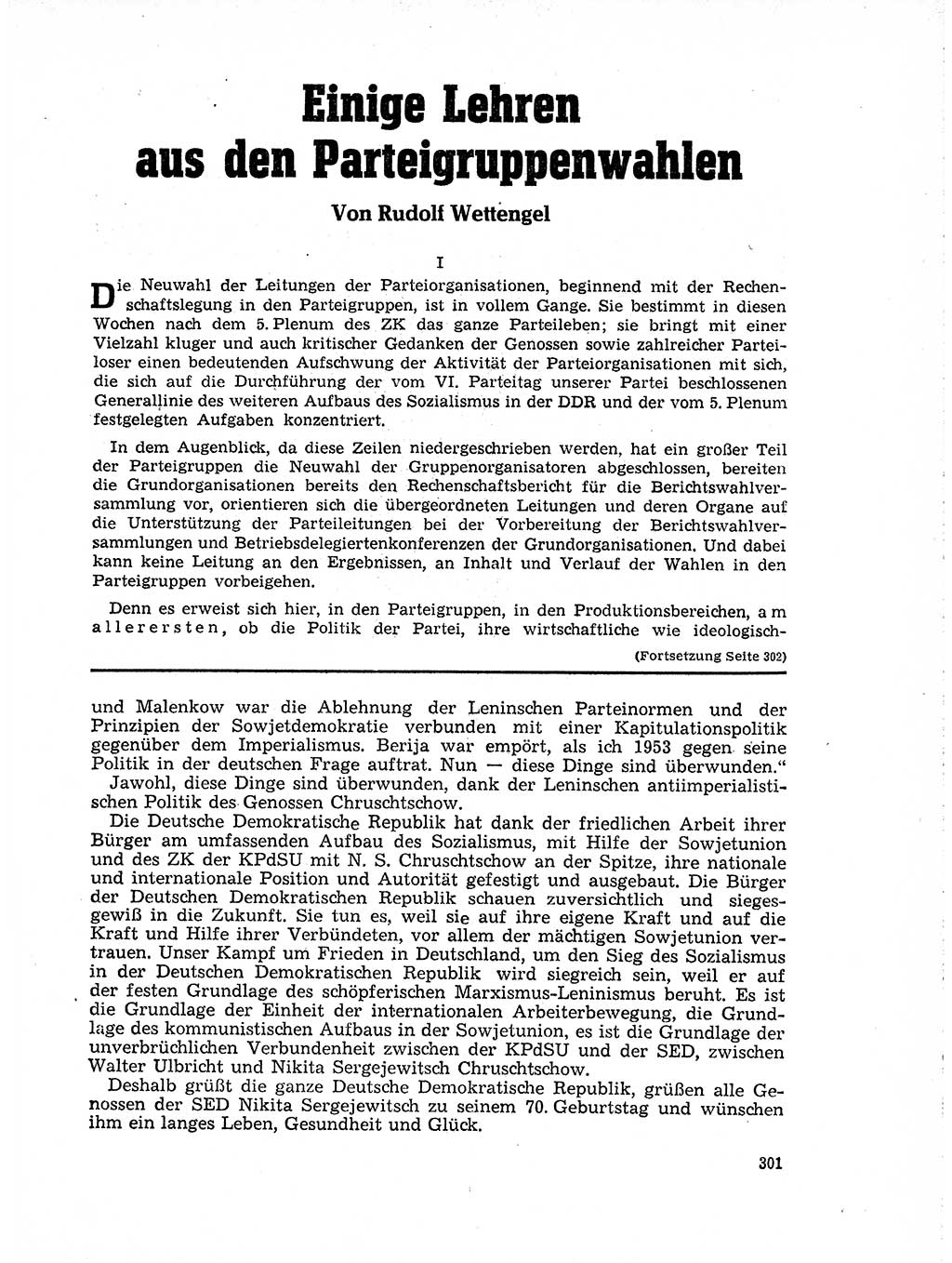 Neuer Weg (NW), Organ des Zentralkomitees (ZK) der SED (Sozialistische Einheitspartei Deutschlands) für Fragen des Parteilebens, 19. Jahrgang [Deutsche Demokratische Republik (DDR)] 1964, Seite 301 (NW ZK SED DDR 1964, S. 301)