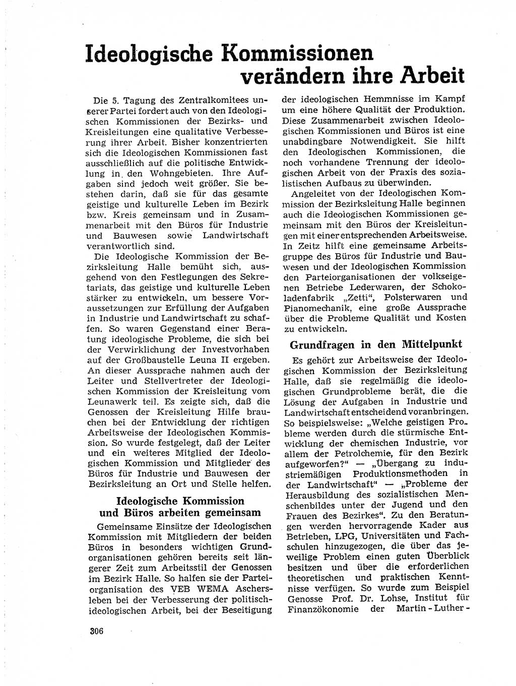 Neuer Weg (NW), Organ des Zentralkomitees (ZK) der SED (Sozialistische Einheitspartei Deutschlands) für Fragen des Parteilebens, 19. Jahrgang [Deutsche Demokratische Republik (DDR)] 1964, Seite 306 (NW ZK SED DDR 1964, S. 306)