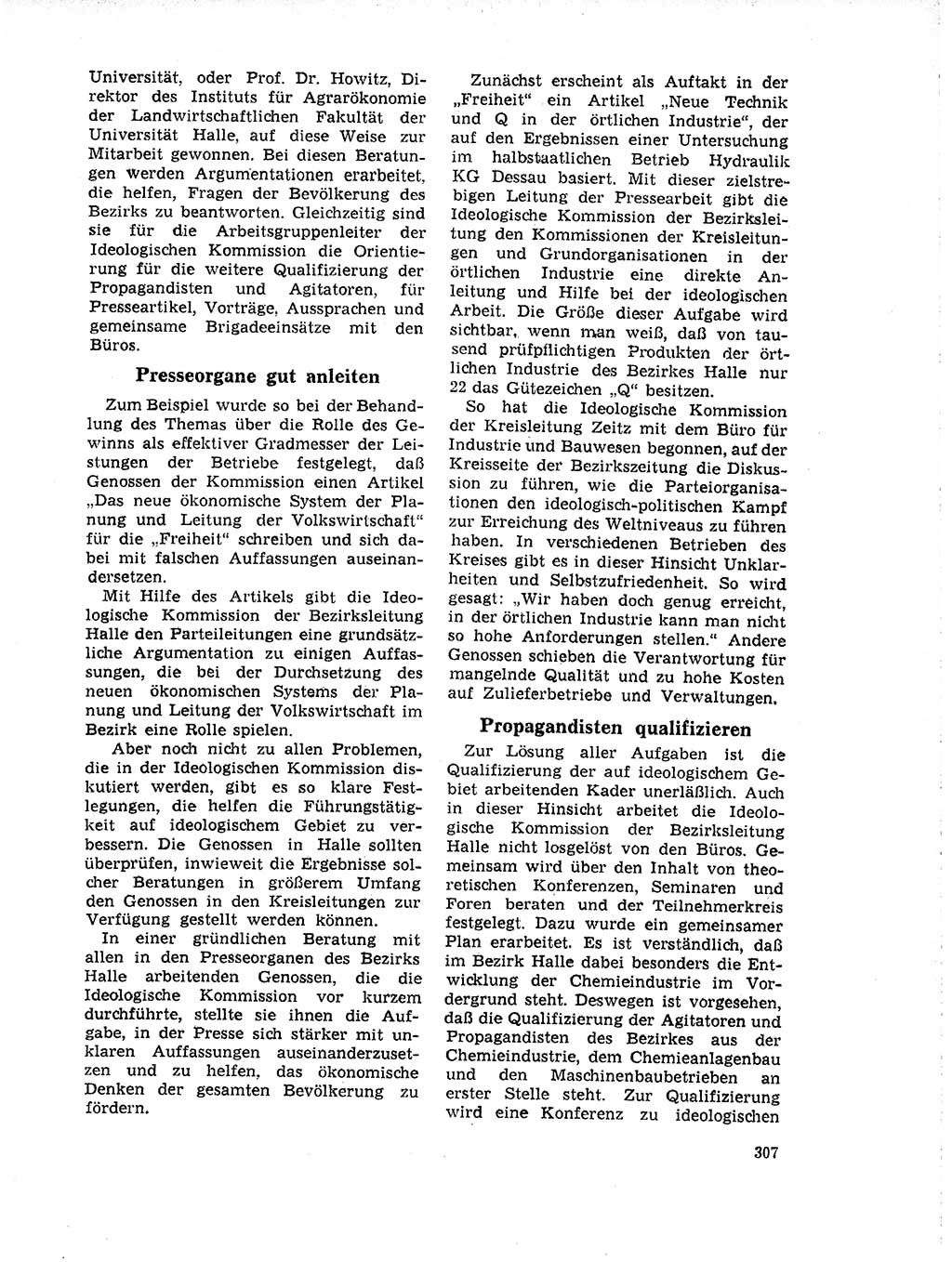 Neuer Weg (NW), Organ des Zentralkomitees (ZK) der SED (Sozialistische Einheitspartei Deutschlands) für Fragen des Parteilebens, 19. Jahrgang [Deutsche Demokratische Republik (DDR)] 1964, Seite 307 (NW ZK SED DDR 1964, S. 307)