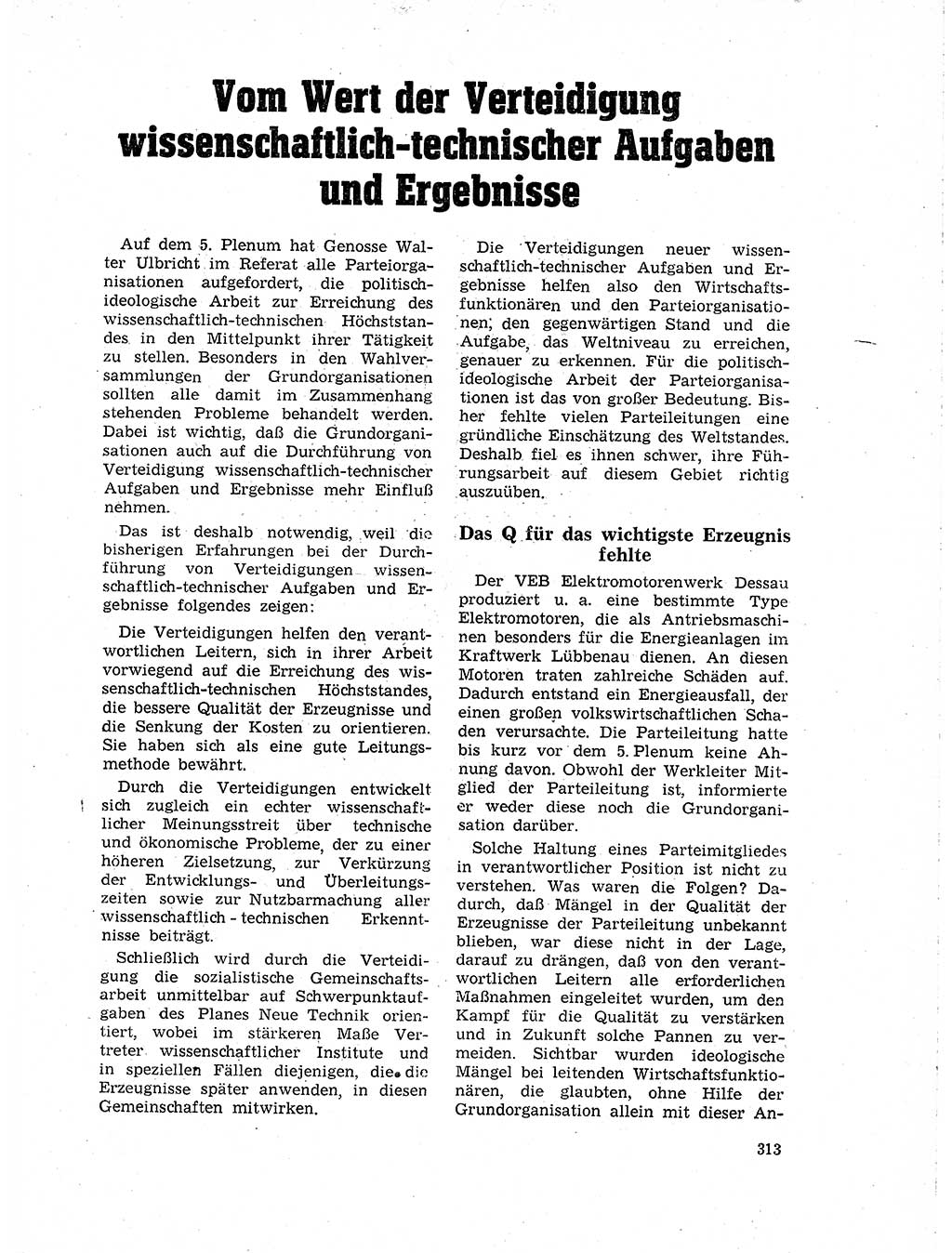 Neuer Weg (NW), Organ des Zentralkomitees (ZK) der SED (Sozialistische Einheitspartei Deutschlands) für Fragen des Parteilebens, 19. Jahrgang [Deutsche Demokratische Republik (DDR)] 1964, Seite 313 (NW ZK SED DDR 1964, S. 313)