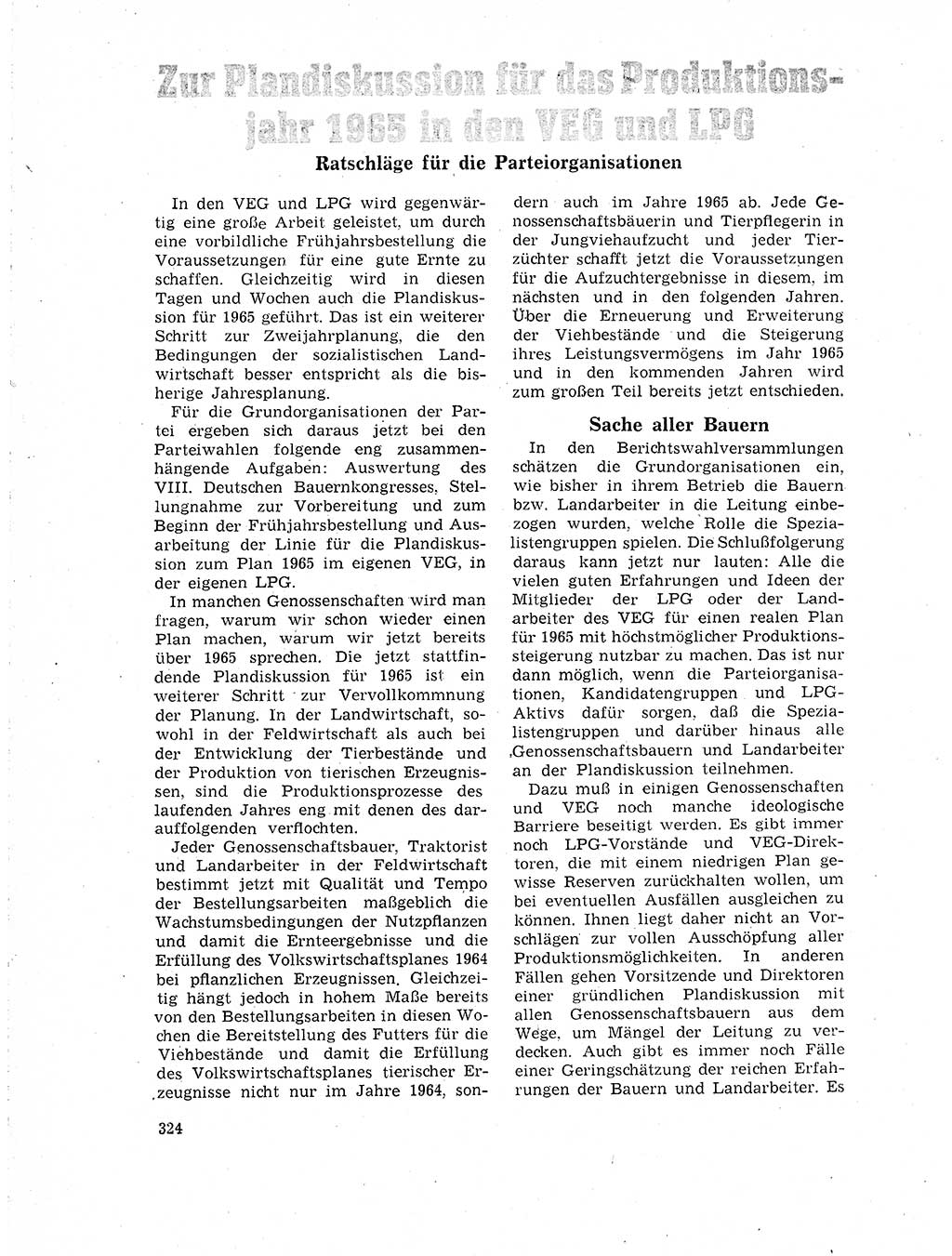 Neuer Weg (NW), Organ des Zentralkomitees (ZK) der SED (Sozialistische Einheitspartei Deutschlands) für Fragen des Parteilebens, 19. Jahrgang [Deutsche Demokratische Republik (DDR)] 1964, Seite 324 (NW ZK SED DDR 1964, S. 324)