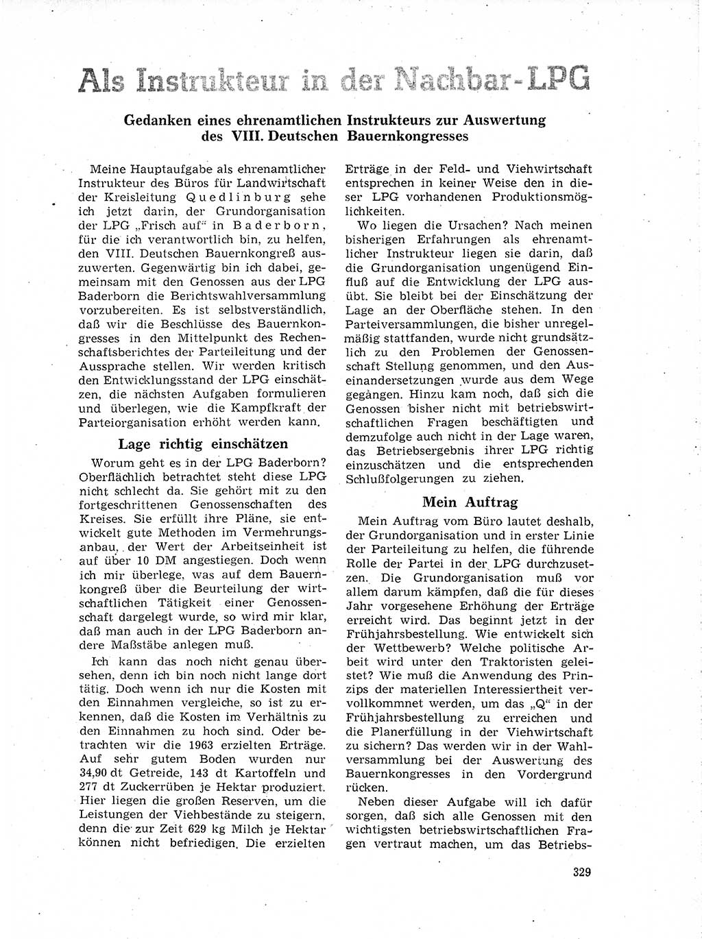 Neuer Weg (NW), Organ des Zentralkomitees (ZK) der SED (Sozialistische Einheitspartei Deutschlands) für Fragen des Parteilebens, 19. Jahrgang [Deutsche Demokratische Republik (DDR)] 1964, Seite 329 (NW ZK SED DDR 1964, S. 329)