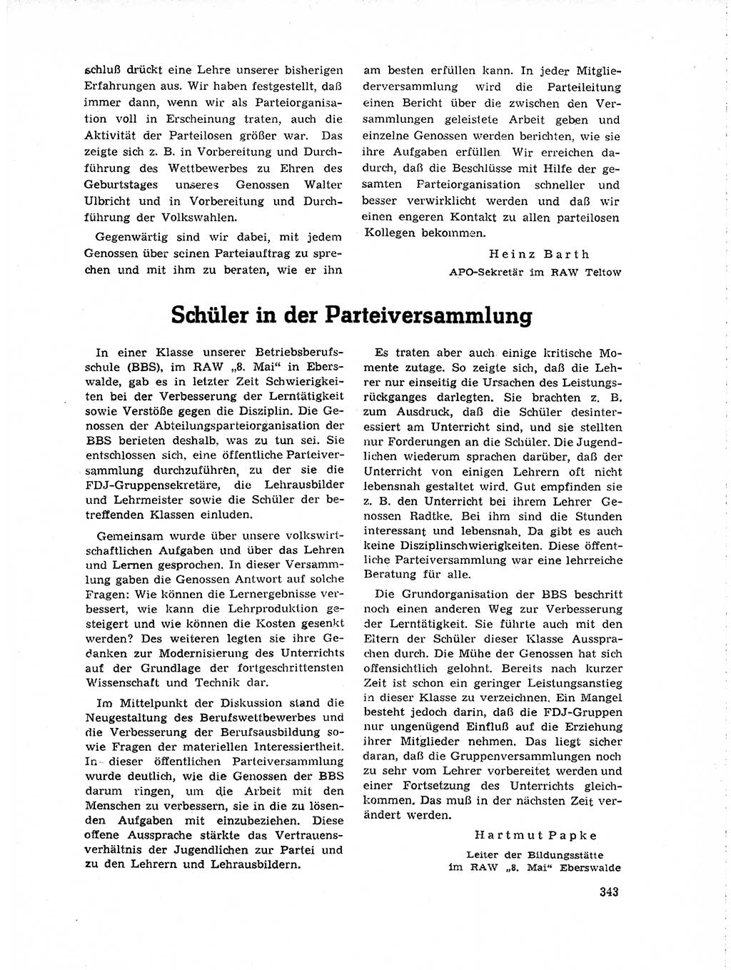 Neuer Weg (NW), Organ des Zentralkomitees (ZK) der SED (Sozialistische Einheitspartei Deutschlands) für Fragen des Parteilebens, 19. Jahrgang [Deutsche Demokratische Republik (DDR)] 1964, Seite 343 (NW ZK SED DDR 1964, S. 343)