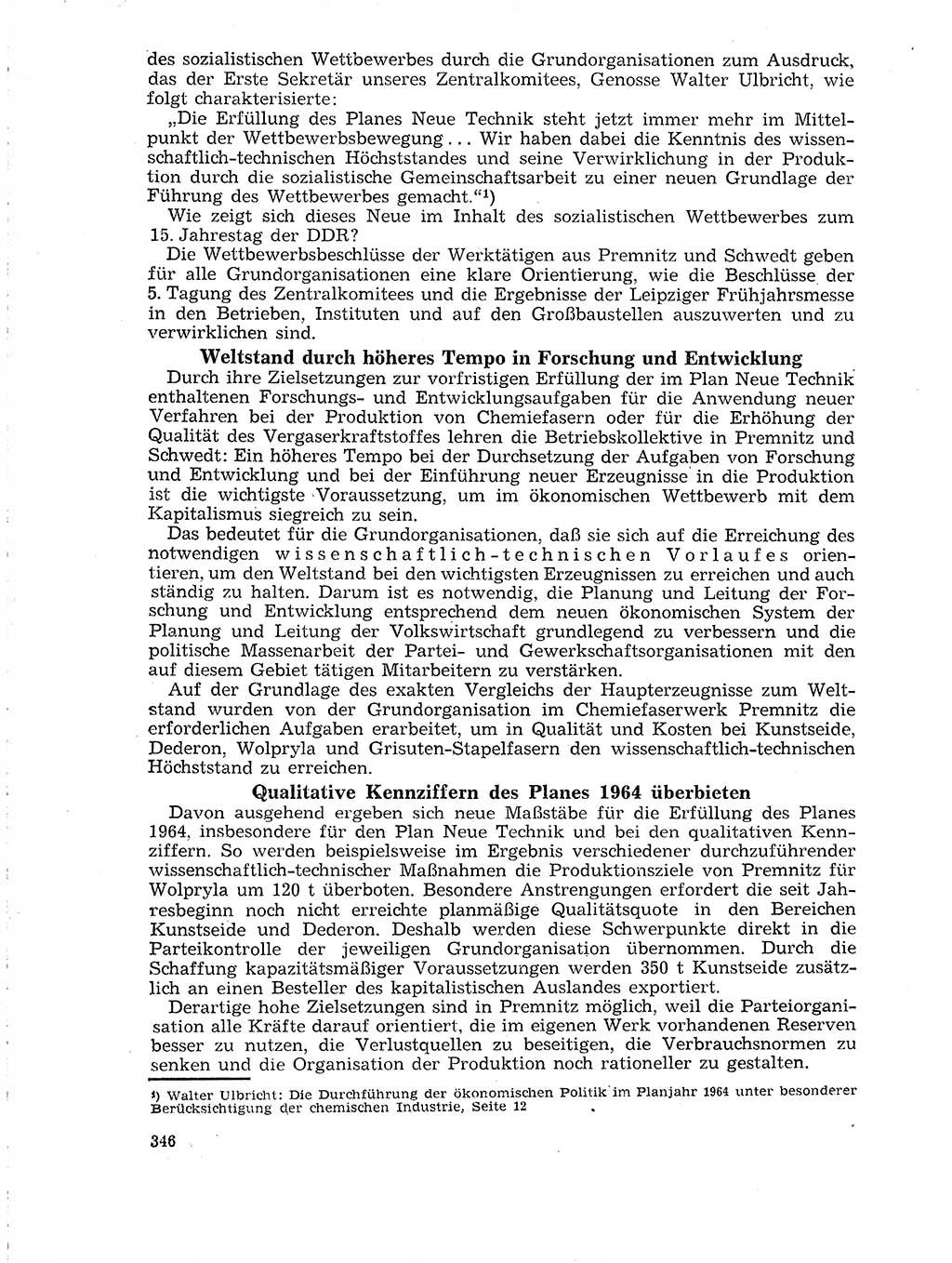 Neuer Weg (NW), Organ des Zentralkomitees (ZK) der SED (Sozialistische Einheitspartei Deutschlands) für Fragen des Parteilebens, 19. Jahrgang [Deutsche Demokratische Republik (DDR)] 1964, Seite 346 (NW ZK SED DDR 1964, S. 346)