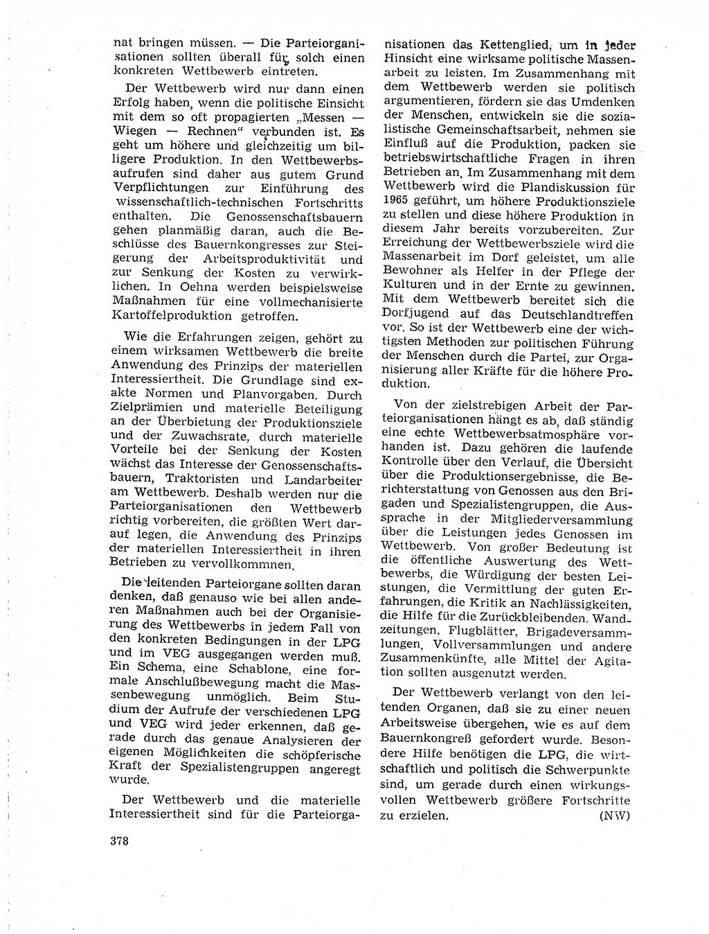 Neuer Weg (NW), Organ des Zentralkomitees (ZK) der SED (Sozialistische Einheitspartei Deutschlands) für Fragen des Parteilebens, 19. Jahrgang [Deutsche Demokratische Republik (DDR)] 1964, Seite 378 (NW ZK SED DDR 1964, S. 378)