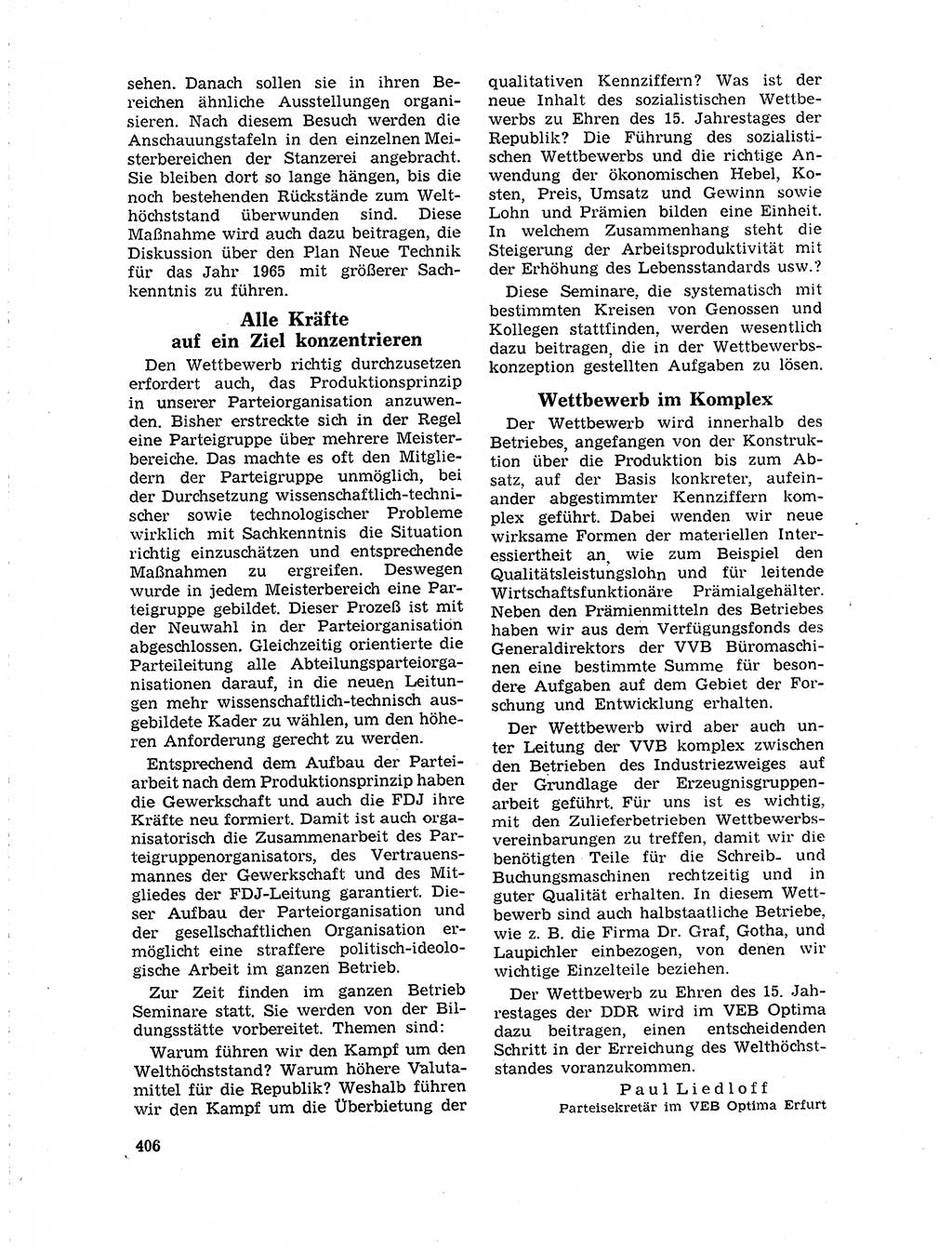 Neuer Weg (NW), Organ des Zentralkomitees (ZK) der SED (Sozialistische Einheitspartei Deutschlands) für Fragen des Parteilebens, 19. Jahrgang [Deutsche Demokratische Republik (DDR)] 1964, Seite 406 (NW ZK SED DDR 1964, S. 406)