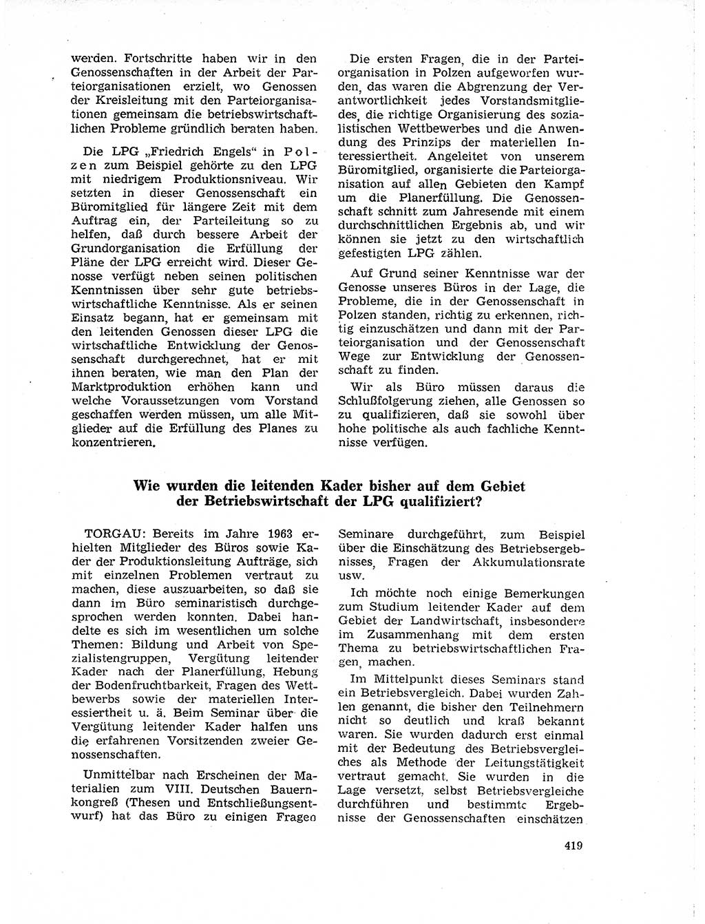 Neuer Weg (NW), Organ des Zentralkomitees (ZK) der SED (Sozialistische Einheitspartei Deutschlands) für Fragen des Parteilebens, 19. Jahrgang [Deutsche Demokratische Republik (DDR)] 1964, Seite 419 (NW ZK SED DDR 1964, S. 419)