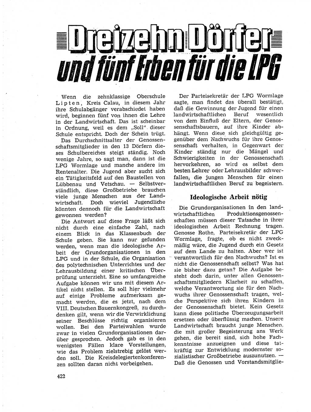 Neuer Weg (NW), Organ des Zentralkomitees (ZK) der SED (Sozialistische Einheitspartei Deutschlands) für Fragen des Parteilebens, 19. Jahrgang [Deutsche Demokratische Republik (DDR)] 1964, Seite 422 (NW ZK SED DDR 1964, S. 422)