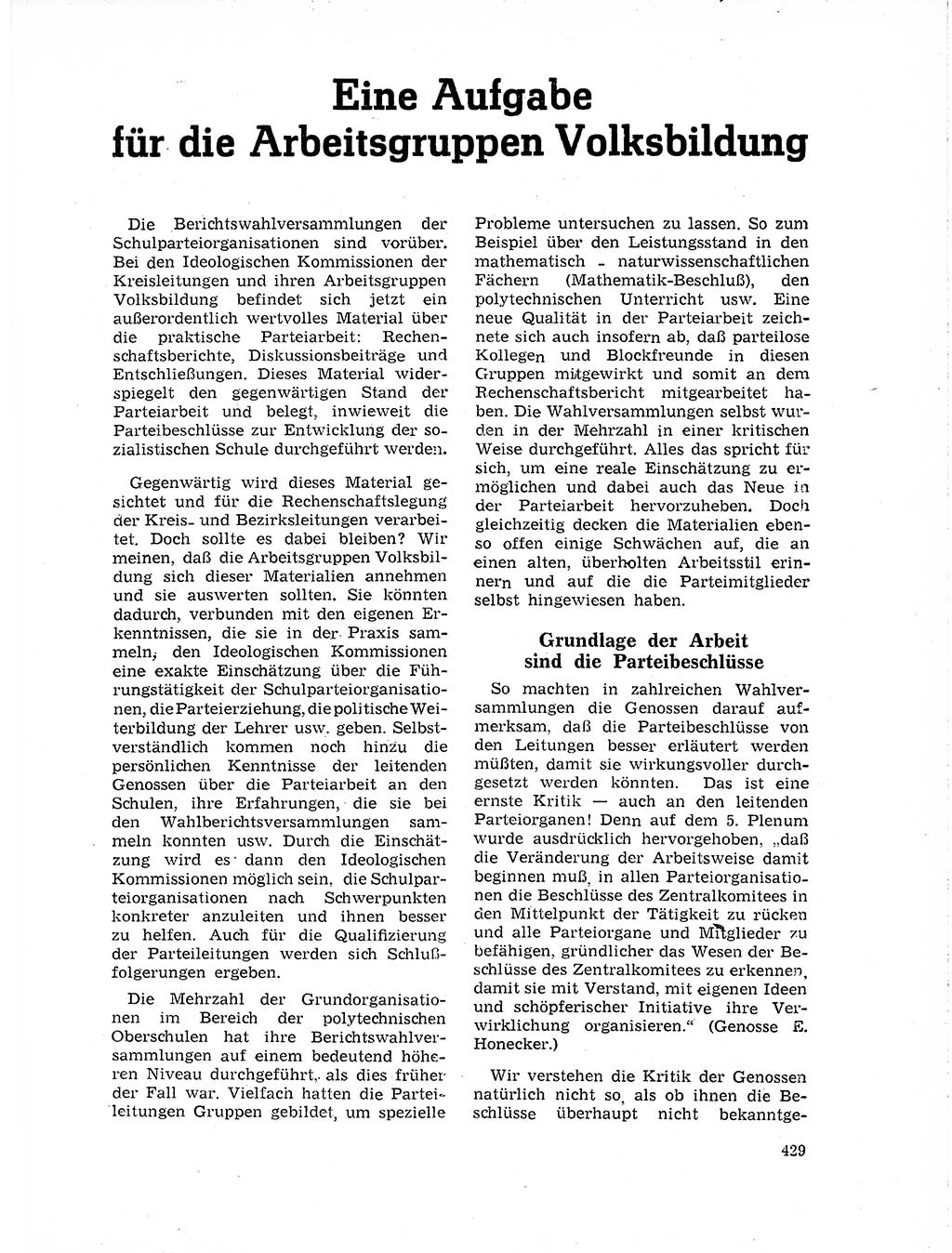 Neuer Weg (NW), Organ des Zentralkomitees (ZK) der SED (Sozialistische Einheitspartei Deutschlands) für Fragen des Parteilebens, 19. Jahrgang [Deutsche Demokratische Republik (DDR)] 1964, Seite 429 (NW ZK SED DDR 1964, S. 429)