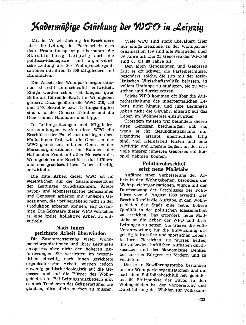 Neuer Weg (NW), Organ des Zentralkomitees (ZK) der SED (Sozialistische Einheitspartei Deutschlands) für Fragen des Parteilebens, 19. Jahrgang [Deutsche Demokratische Republik (DDR)] 1964, Seite 433 (NW ZK SED DDR 1964, S. 433)