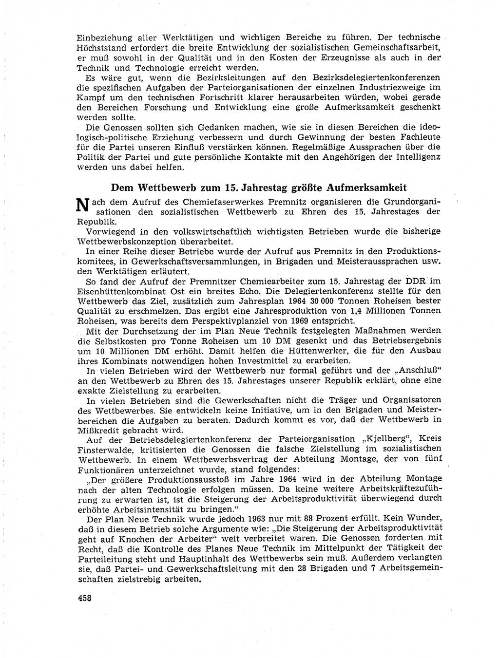 Neuer Weg (NW), Organ des Zentralkomitees (ZK) der SED (Sozialistische Einheitspartei Deutschlands) für Fragen des Parteilebens, 19. Jahrgang [Deutsche Demokratische Republik (DDR)] 1964, Seite 458 (NW ZK SED DDR 1964, S. 458)