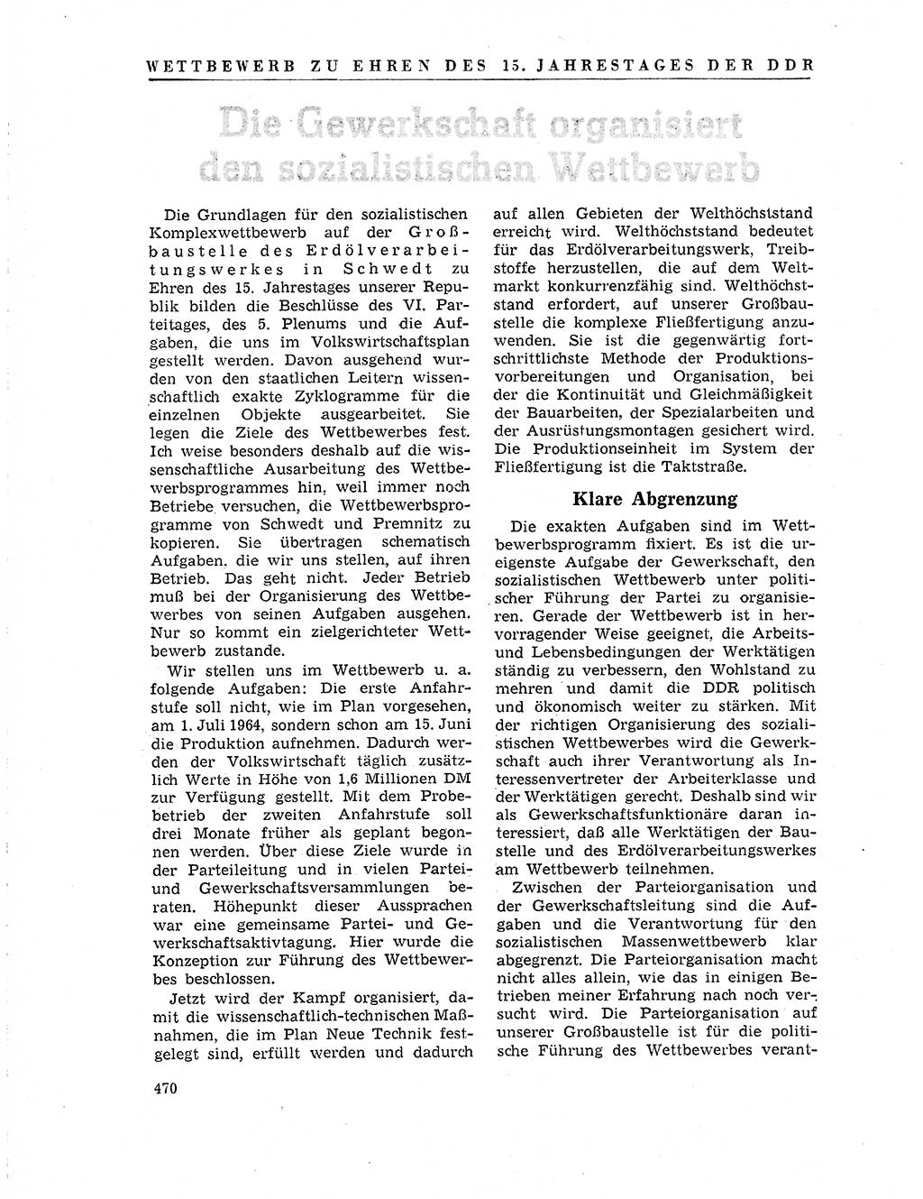 Neuer Weg (NW), Organ des Zentralkomitees (ZK) der SED (Sozialistische Einheitspartei Deutschlands) für Fragen des Parteilebens, 19. Jahrgang [Deutsche Demokratische Republik (DDR)] 1964, Seite 470 (NW ZK SED DDR 1964, S. 470)