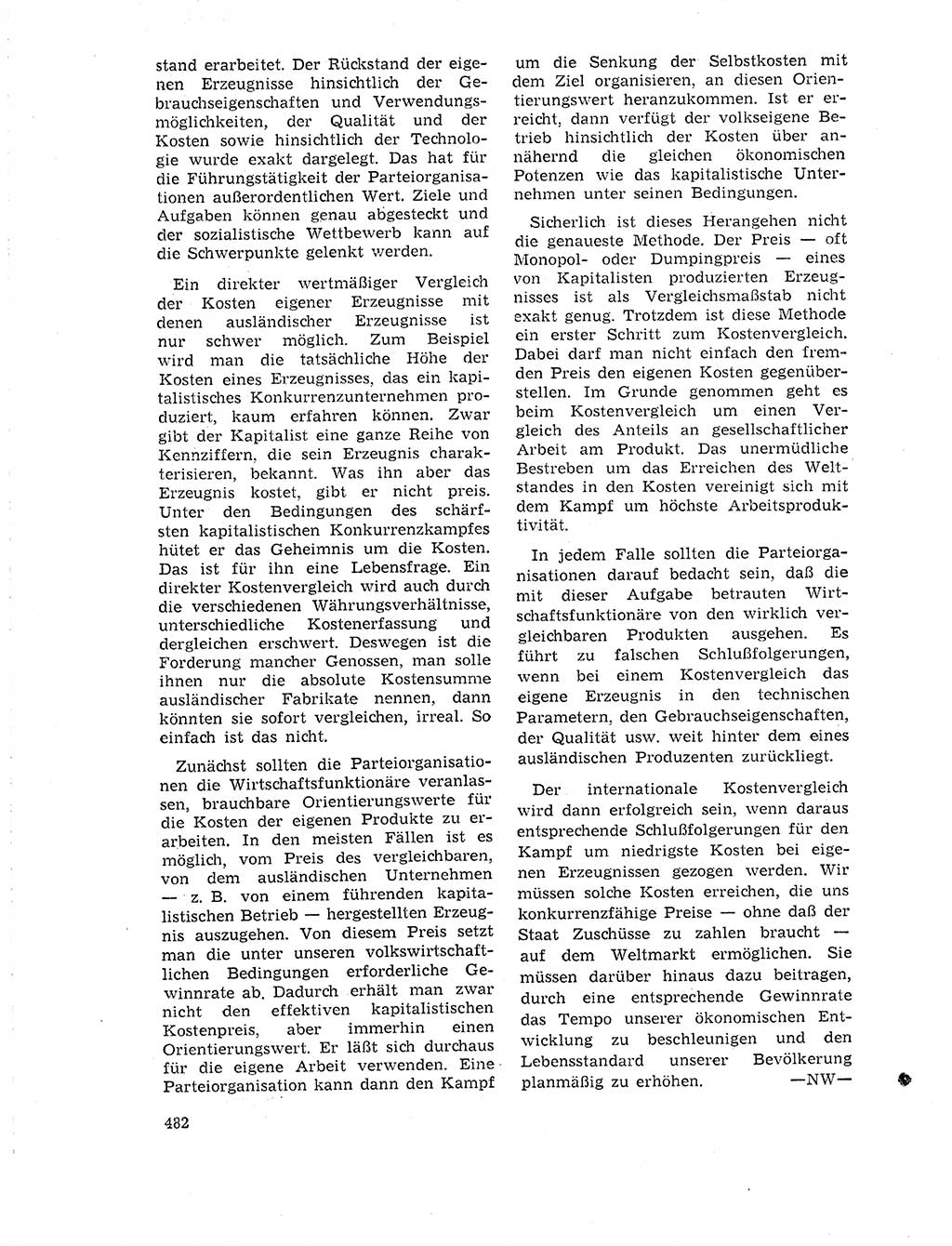 Neuer Weg (NW), Organ des Zentralkomitees (ZK) der SED (Sozialistische Einheitspartei Deutschlands) für Fragen des Parteilebens, 19. Jahrgang [Deutsche Demokratische Republik (DDR)] 1964, Seite 482 (NW ZK SED DDR 1964, S. 482)