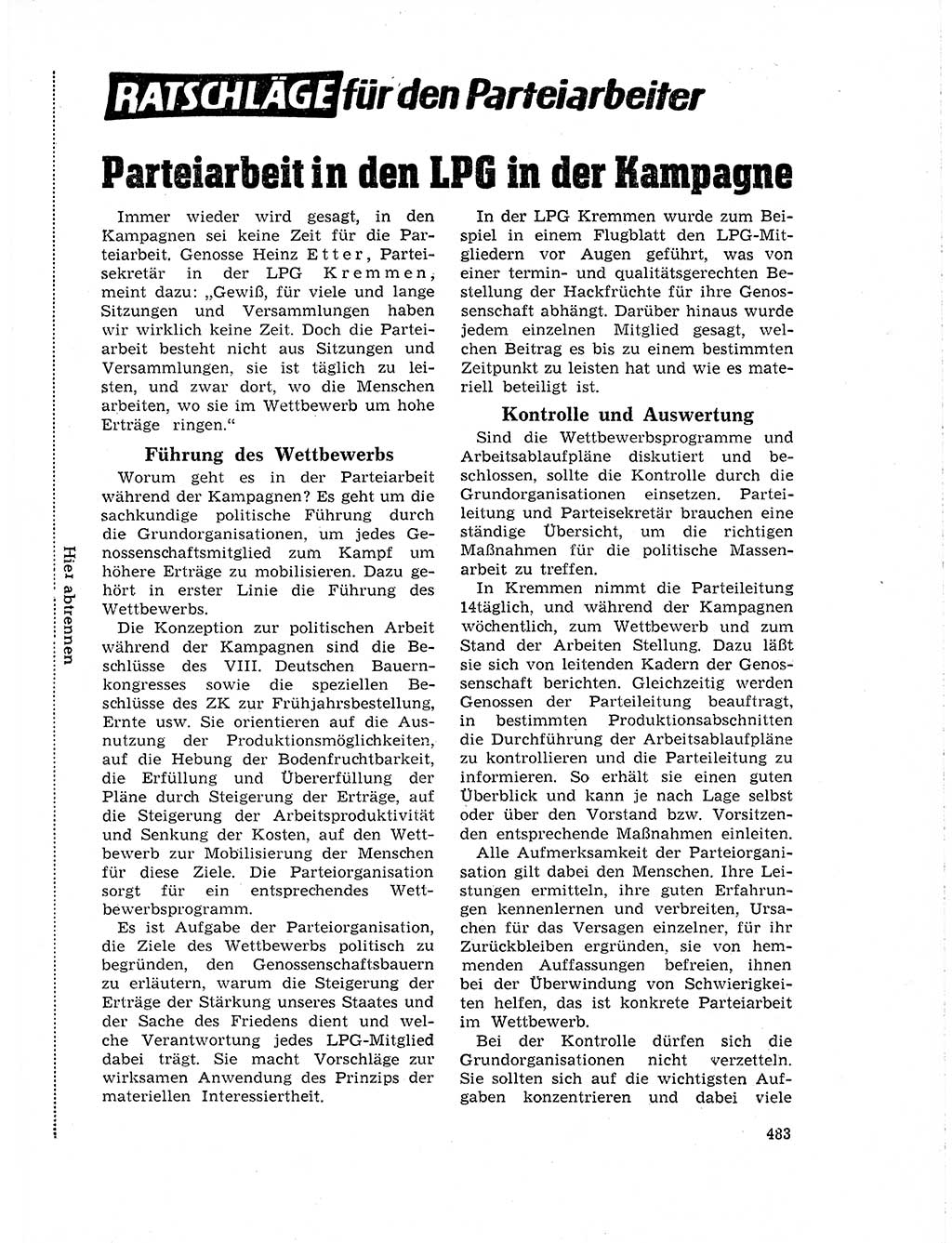Neuer Weg (NW), Organ des Zentralkomitees (ZK) der SED (Sozialistische Einheitspartei Deutschlands) für Fragen des Parteilebens, 19. Jahrgang [Deutsche Demokratische Republik (DDR)] 1964, Seite 483 (NW ZK SED DDR 1964, S. 483)