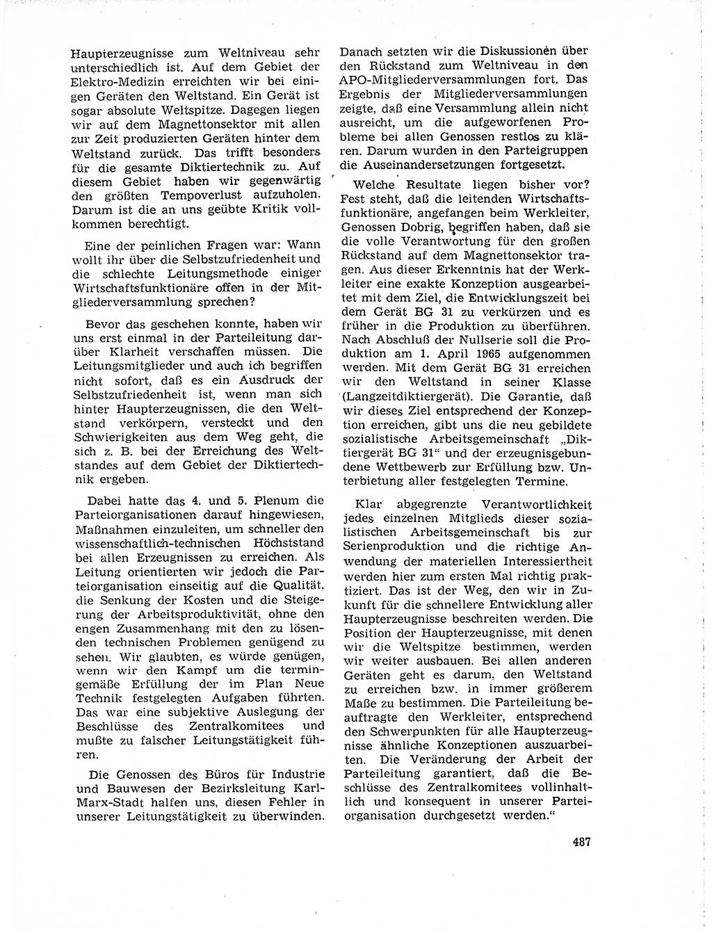 Neuer Weg (NW), Organ des Zentralkomitees (ZK) der SED (Sozialistische Einheitspartei Deutschlands) für Fragen des Parteilebens, 19. Jahrgang [Deutsche Demokratische Republik (DDR)] 1964, Seite 487 (NW ZK SED DDR 1964, S. 487)