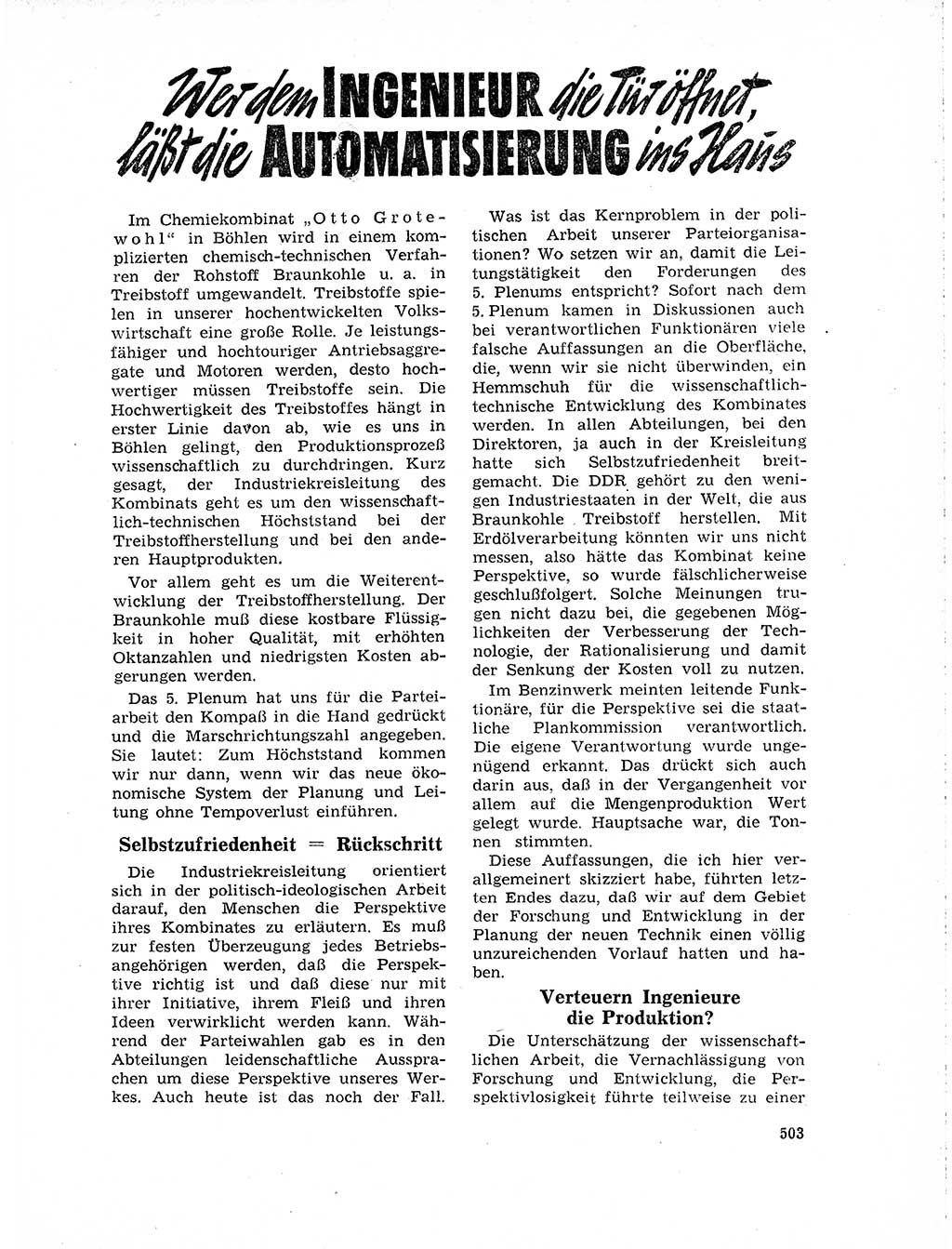 Neuer Weg (NW), Organ des Zentralkomitees (ZK) der SED (Sozialistische Einheitspartei Deutschlands) für Fragen des Parteilebens, 19. Jahrgang [Deutsche Demokratische Republik (DDR)] 1964, Seite 503 (NW ZK SED DDR 1964, S. 503)