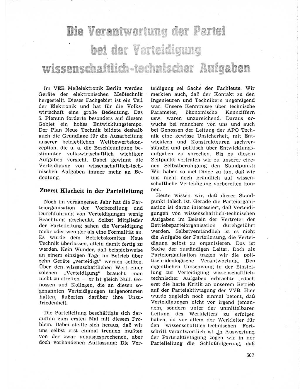 Neuer Weg (NW), Organ des Zentralkomitees (ZK) der SED (Sozialistische Einheitspartei Deutschlands) für Fragen des Parteilebens, 19. Jahrgang [Deutsche Demokratische Republik (DDR)] 1964, Seite 507 (NW ZK SED DDR 1964, S. 507)