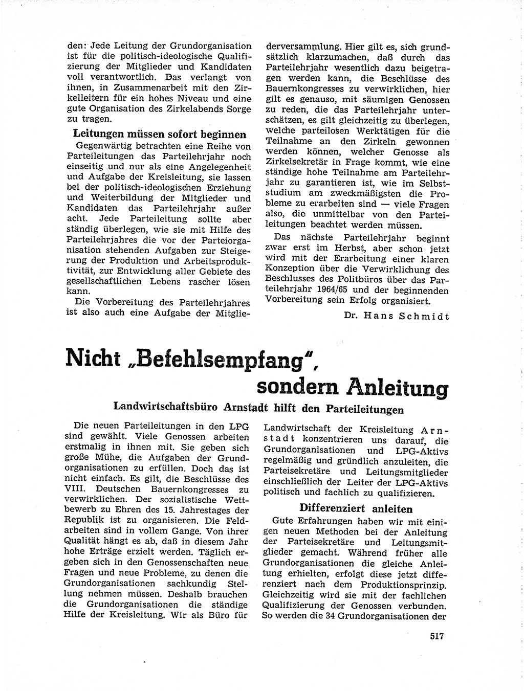 Neuer Weg (NW), Organ des Zentralkomitees (ZK) der SED (Sozialistische Einheitspartei Deutschlands) für Fragen des Parteilebens, 19. Jahrgang [Deutsche Demokratische Republik (DDR)] 1964, Seite 517 (NW ZK SED DDR 1964, S. 517)
