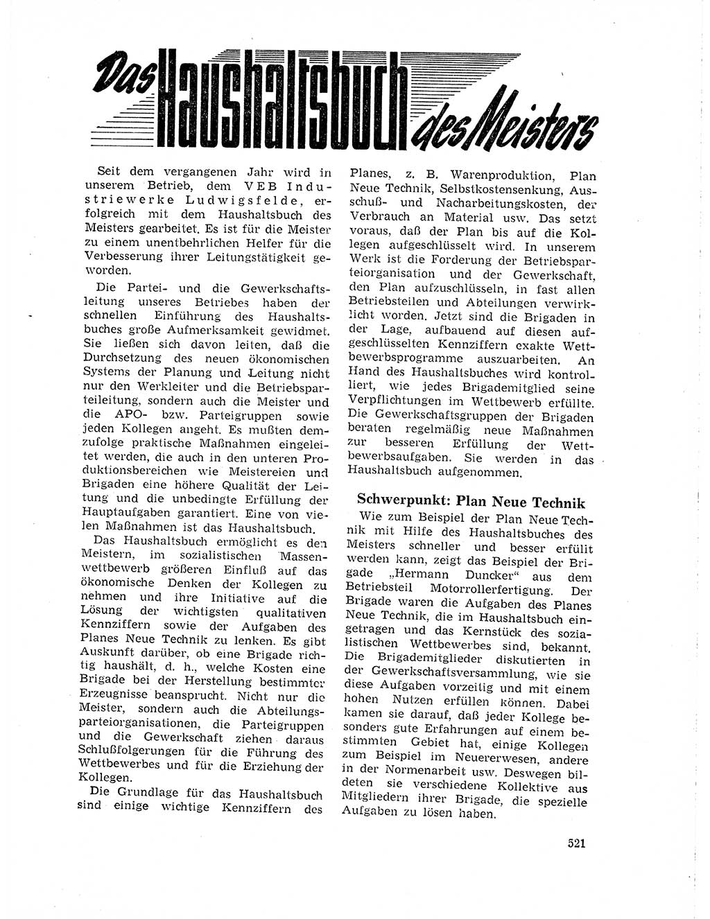 Neuer Weg (NW), Organ des Zentralkomitees (ZK) der SED (Sozialistische Einheitspartei Deutschlands) für Fragen des Parteilebens, 19. Jahrgang [Deutsche Demokratische Republik (DDR)] 1964, Seite 521 (NW ZK SED DDR 1964, S. 521)