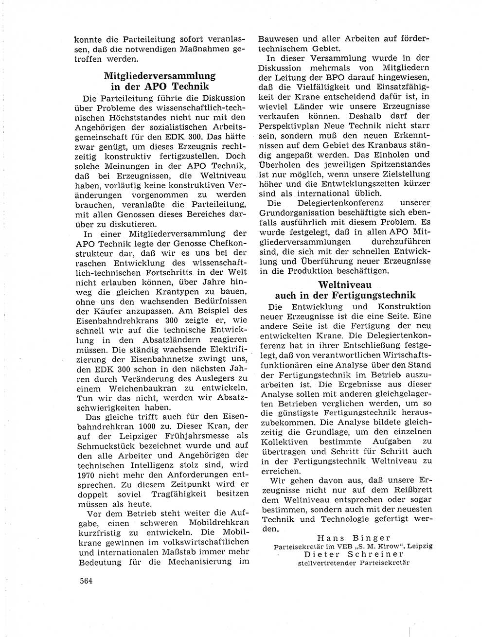 Neuer Weg (NW), Organ des Zentralkomitees (ZK) der SED (Sozialistische Einheitspartei Deutschlands) für Fragen des Parteilebens, 19. Jahrgang [Deutsche Demokratische Republik (DDR)] 1964, Seite 564 (NW ZK SED DDR 1964, S. 564)