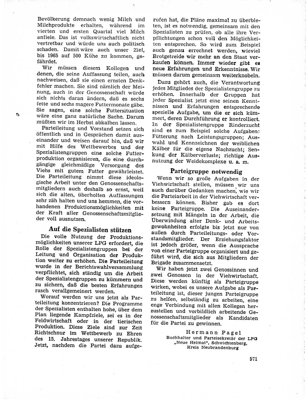 Neuer Weg (NW), Organ des Zentralkomitees (ZK) der SED (Sozialistische Einheitspartei Deutschlands) für Fragen des Parteilebens, 19. Jahrgang [Deutsche Demokratische Republik (DDR)] 1964, Seite 571 (NW ZK SED DDR 1964, S. 571)