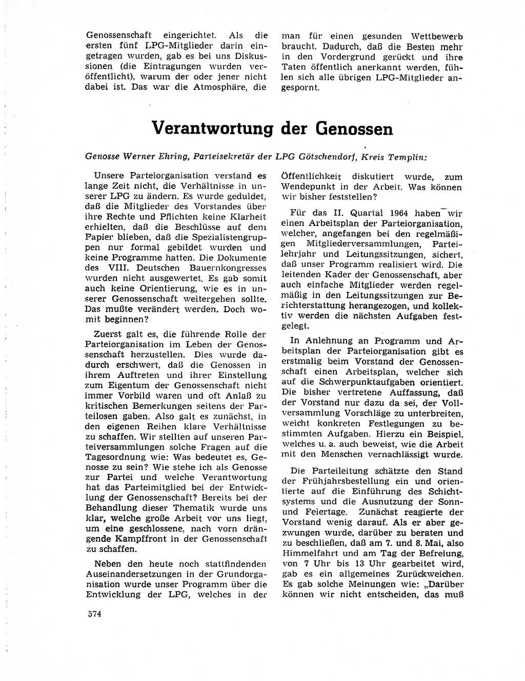 Neuer Weg (NW), Organ des Zentralkomitees (ZK) der SED (Sozialistische Einheitspartei Deutschlands) für Fragen des Parteilebens, 19. Jahrgang [Deutsche Demokratische Republik (DDR)] 1964, Seite 574 (NW ZK SED DDR 1964, S. 574)