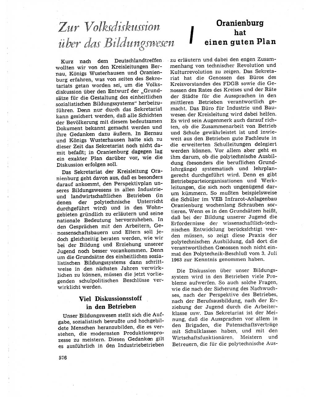 Neuer Weg (NW), Organ des Zentralkomitees (ZK) der SED (Sozialistische Einheitspartei Deutschlands) für Fragen des Parteilebens, 19. Jahrgang [Deutsche Demokratische Republik (DDR)] 1964, Seite 576 (NW ZK SED DDR 1964, S. 576)