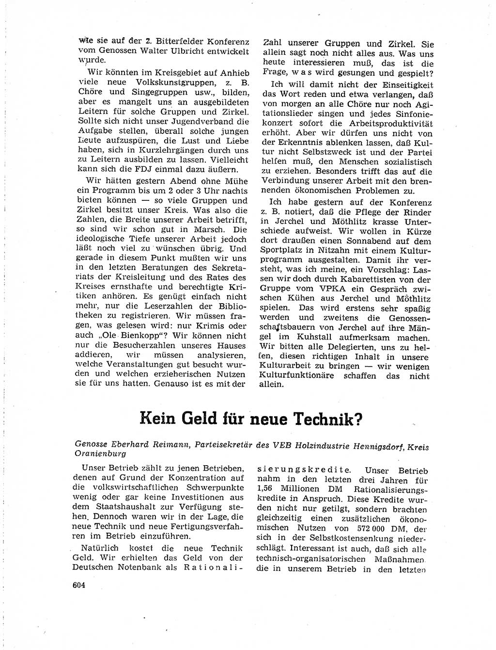 Neuer Weg (NW), Organ des Zentralkomitees (ZK) der SED (Sozialistische Einheitspartei Deutschlands) für Fragen des Parteilebens, 19. Jahrgang [Deutsche Demokratische Republik (DDR)] 1964, Seite 604 (NW ZK SED DDR 1964, S. 604)