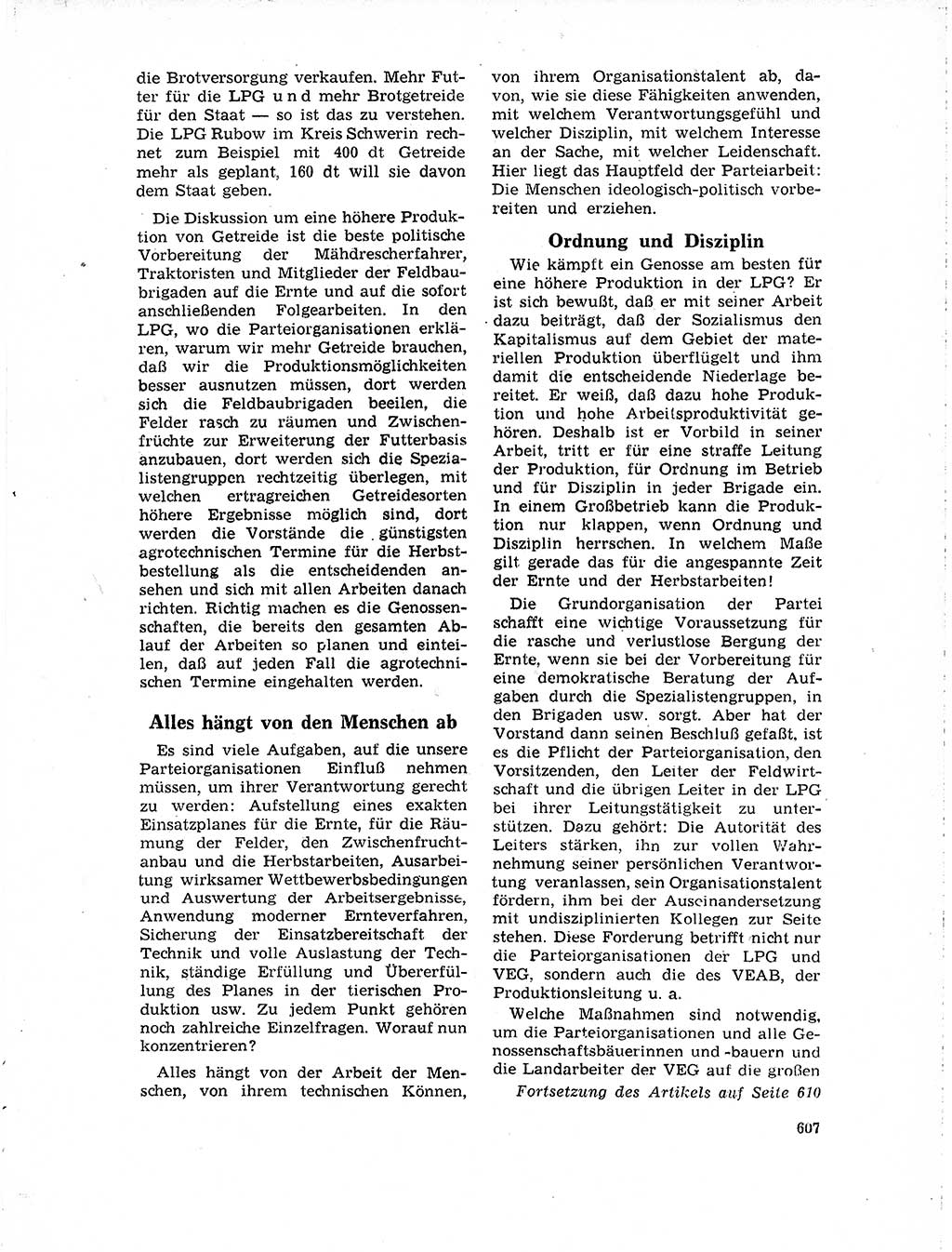 Neuer Weg (NW), Organ des Zentralkomitees (ZK) der SED (Sozialistische Einheitspartei Deutschlands) für Fragen des Parteilebens, 19. Jahrgang [Deutsche Demokratische Republik (DDR)] 1964, Seite 607 (NW ZK SED DDR 1964, S. 607)