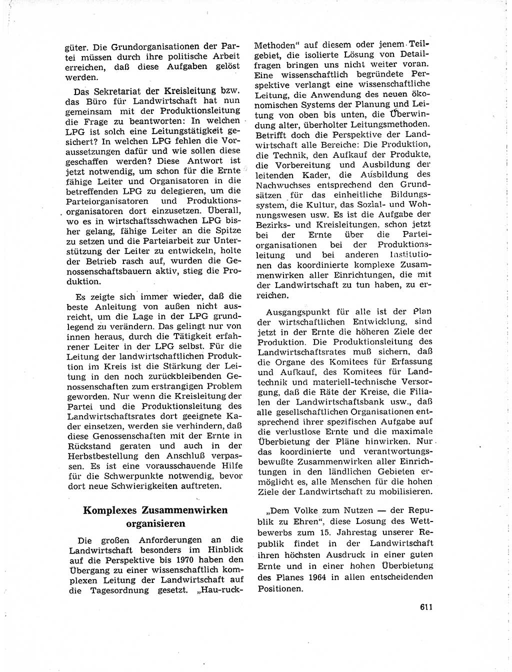 Neuer Weg (NW), Organ des Zentralkomitees (ZK) der SED (Sozialistische Einheitspartei Deutschlands) für Fragen des Parteilebens, 19. Jahrgang [Deutsche Demokratische Republik (DDR)] 1964, Seite 611 (NW ZK SED DDR 1964, S. 611)