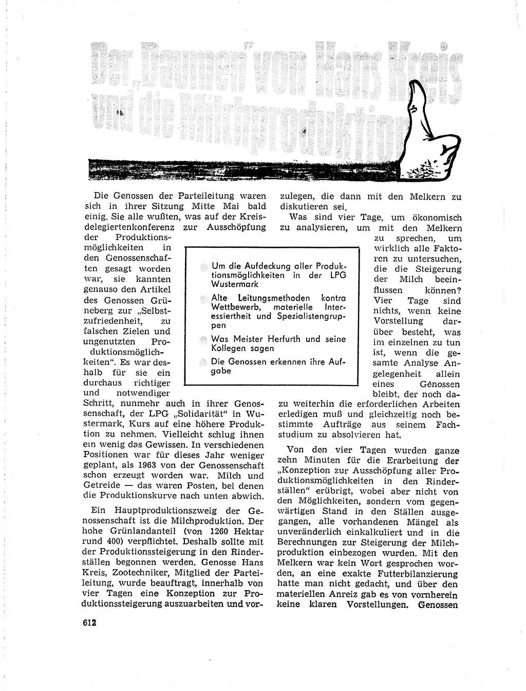 Neuer Weg (NW), Organ des Zentralkomitees (ZK) der SED (Sozialistische Einheitspartei Deutschlands) für Fragen des Parteilebens, 19. Jahrgang [Deutsche Demokratische Republik (DDR)] 1964, Seite 612 (NW ZK SED DDR 1964, S. 612)