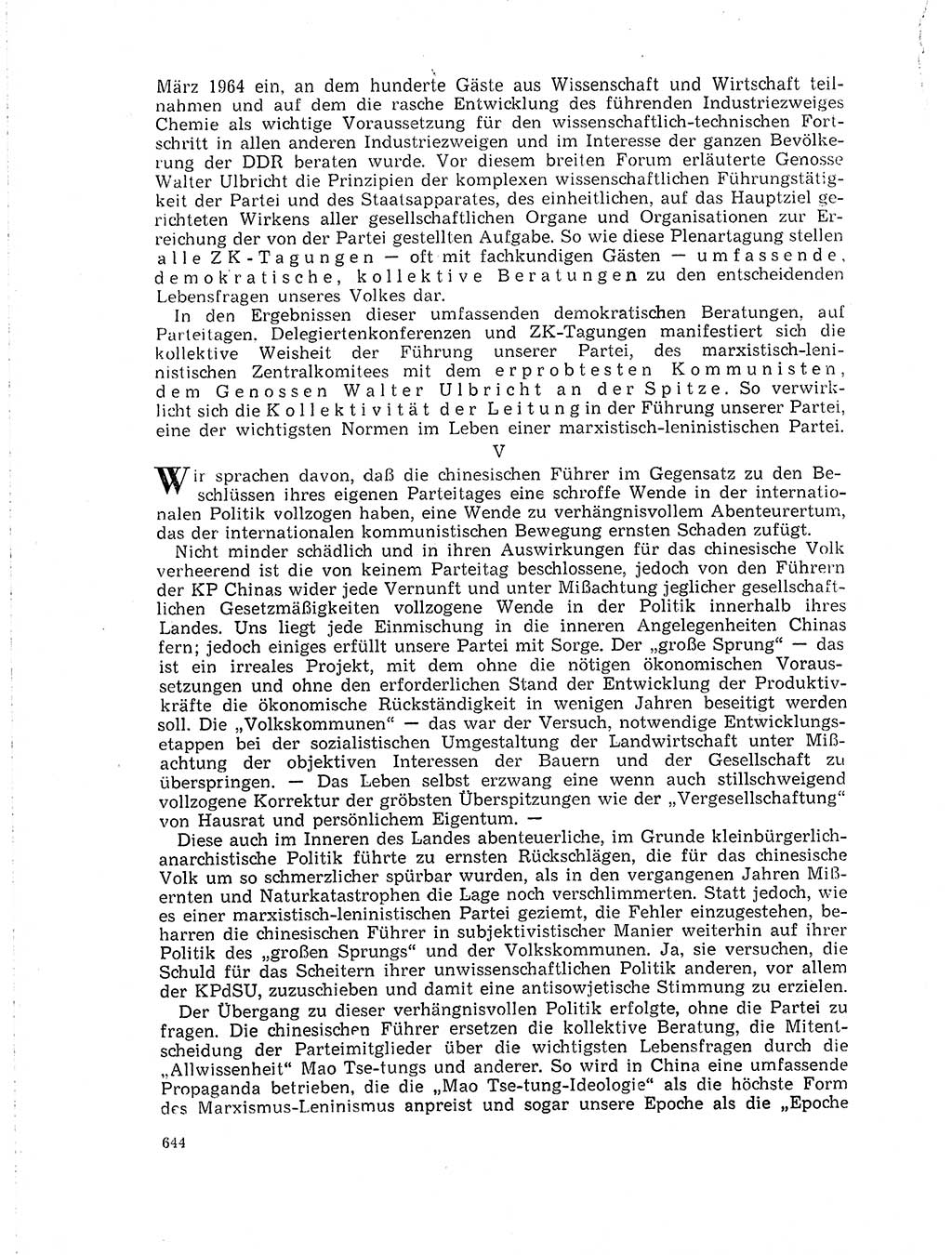 Neuer Weg (NW), Organ des Zentralkomitees (ZK) der SED (Sozialistische Einheitspartei Deutschlands) für Fragen des Parteilebens, 19. Jahrgang [Deutsche Demokratische Republik (DDR)] 1964, Seite 644 (NW ZK SED DDR 1964, S. 644)