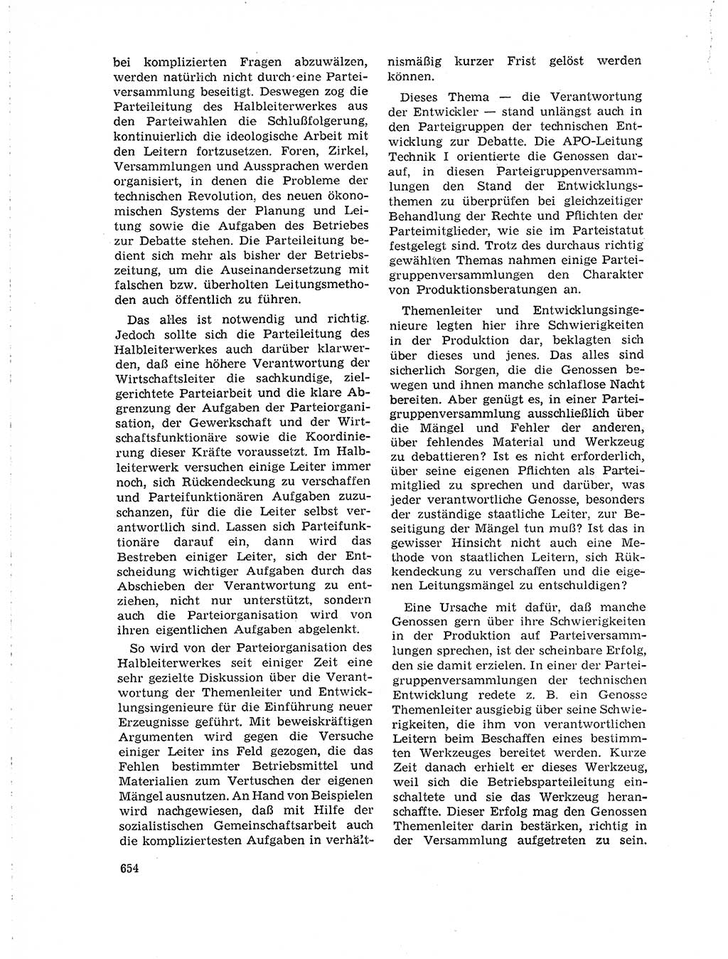 Neuer Weg (NW), Organ des Zentralkomitees (ZK) der SED (Sozialistische Einheitspartei Deutschlands) für Fragen des Parteilebens, 19. Jahrgang [Deutsche Demokratische Republik (DDR)] 1964, Seite 654 (NW ZK SED DDR 1964, S. 654)