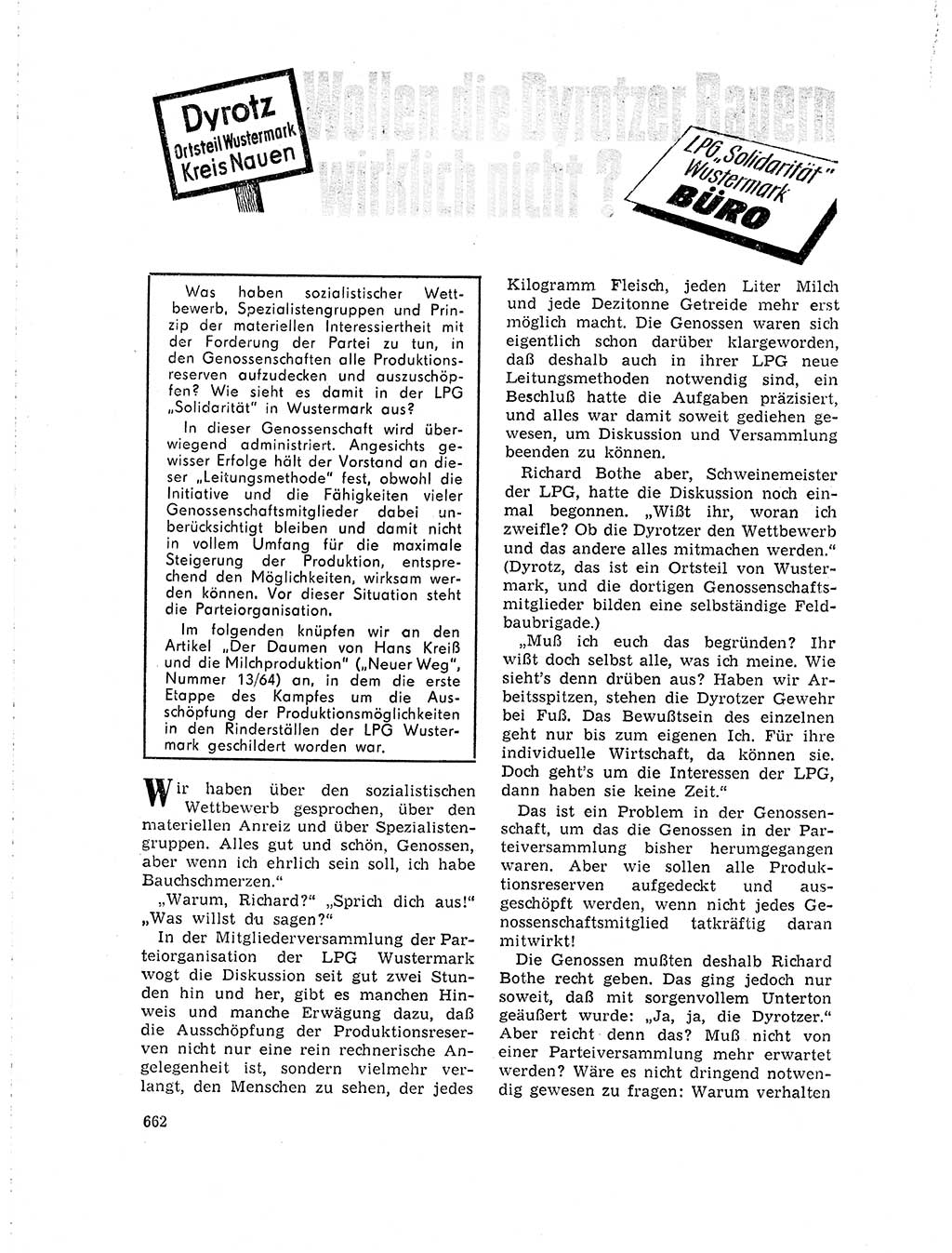 Neuer Weg (NW), Organ des Zentralkomitees (ZK) der SED (Sozialistische Einheitspartei Deutschlands) für Fragen des Parteilebens, 19. Jahrgang [Deutsche Demokratische Republik (DDR)] 1964, Seite 662 (NW ZK SED DDR 1964, S. 662)